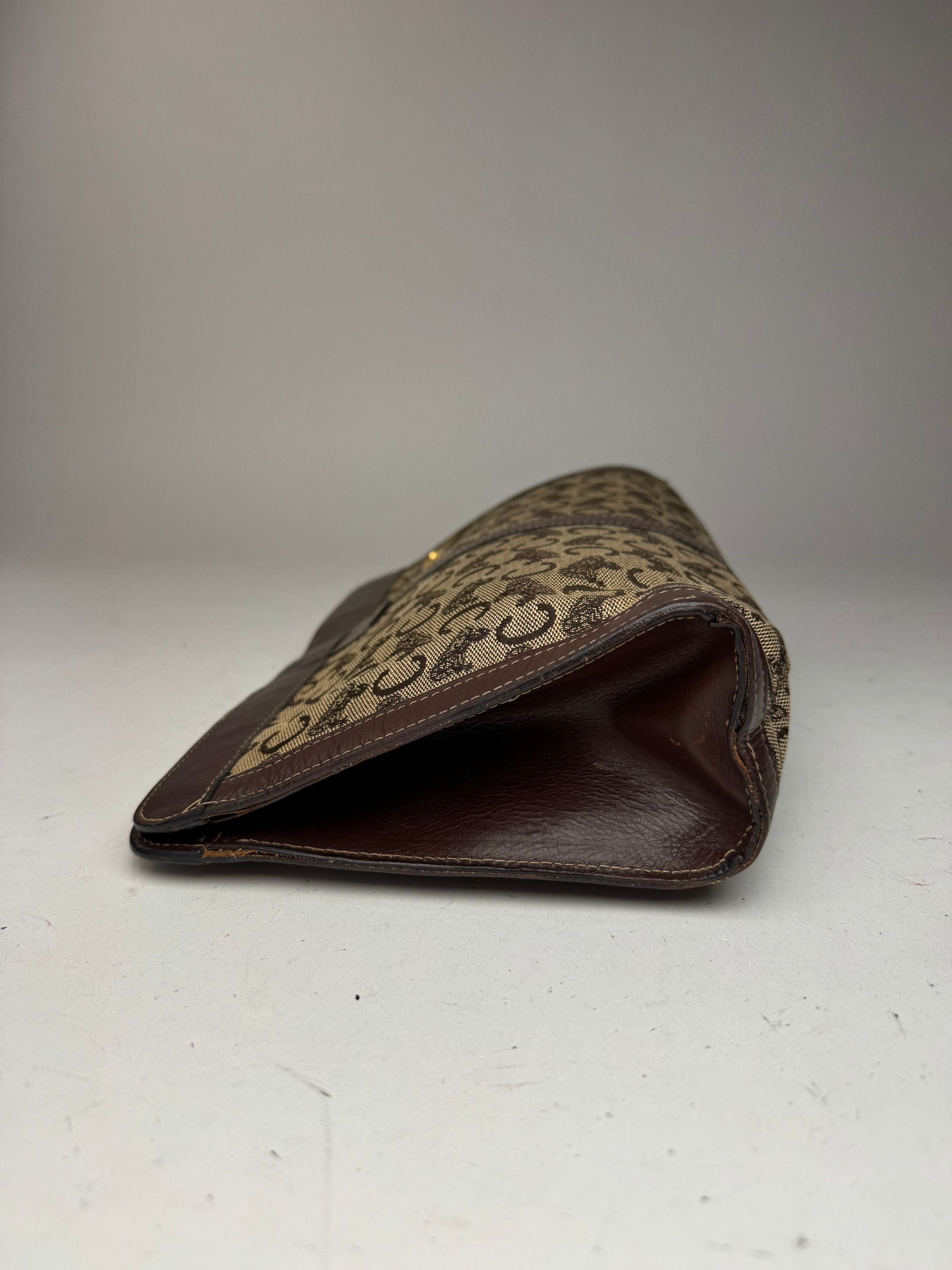 Celine Vintage Macadam Monogram Canvas Leather clutch brown grey Size ONE SIZE - 6 Thumbnail