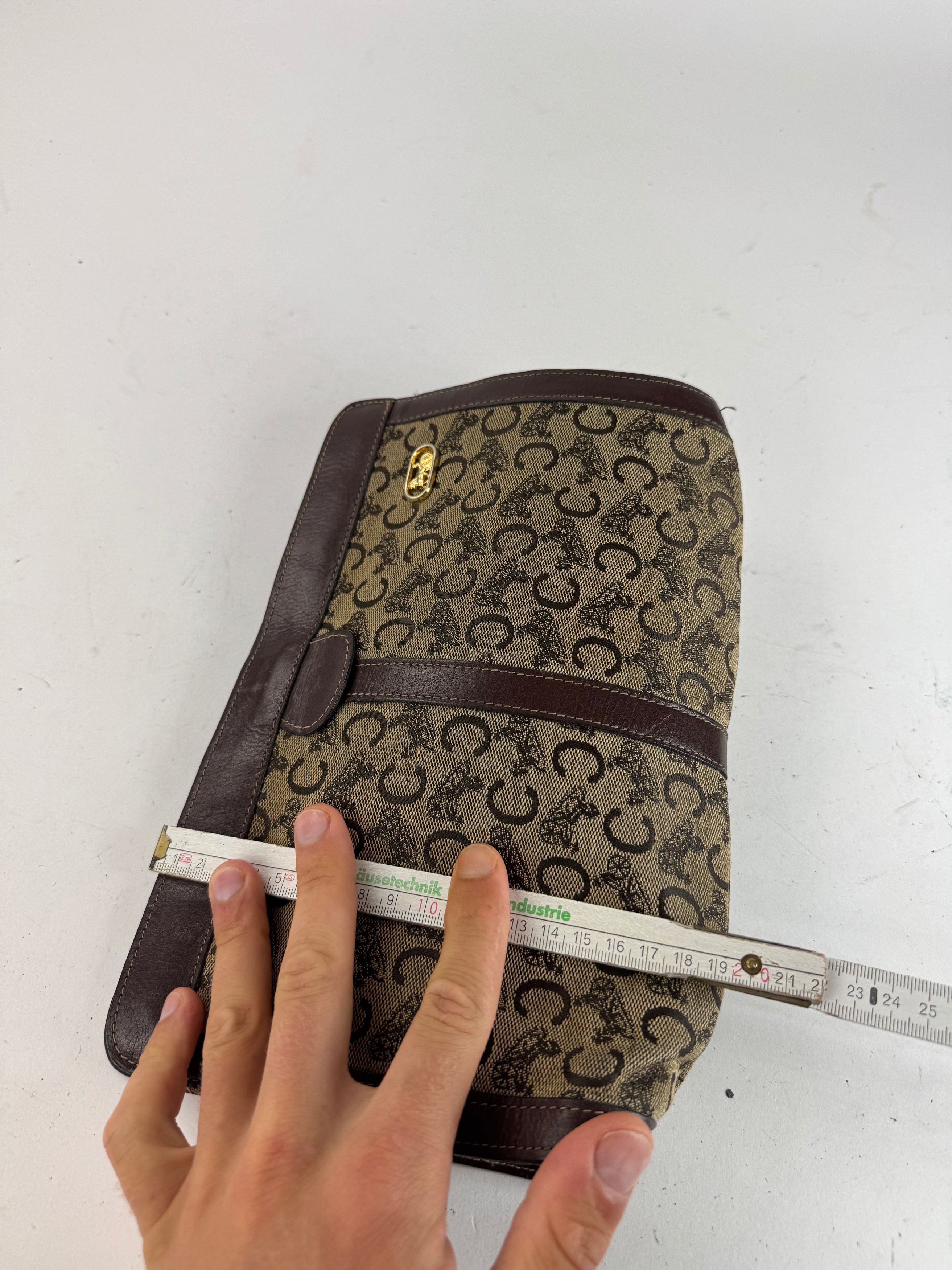 Celine Vintage Macadam Monogram Canvas Leather clutch brown grey Size ONE SIZE - 11 Thumbnail