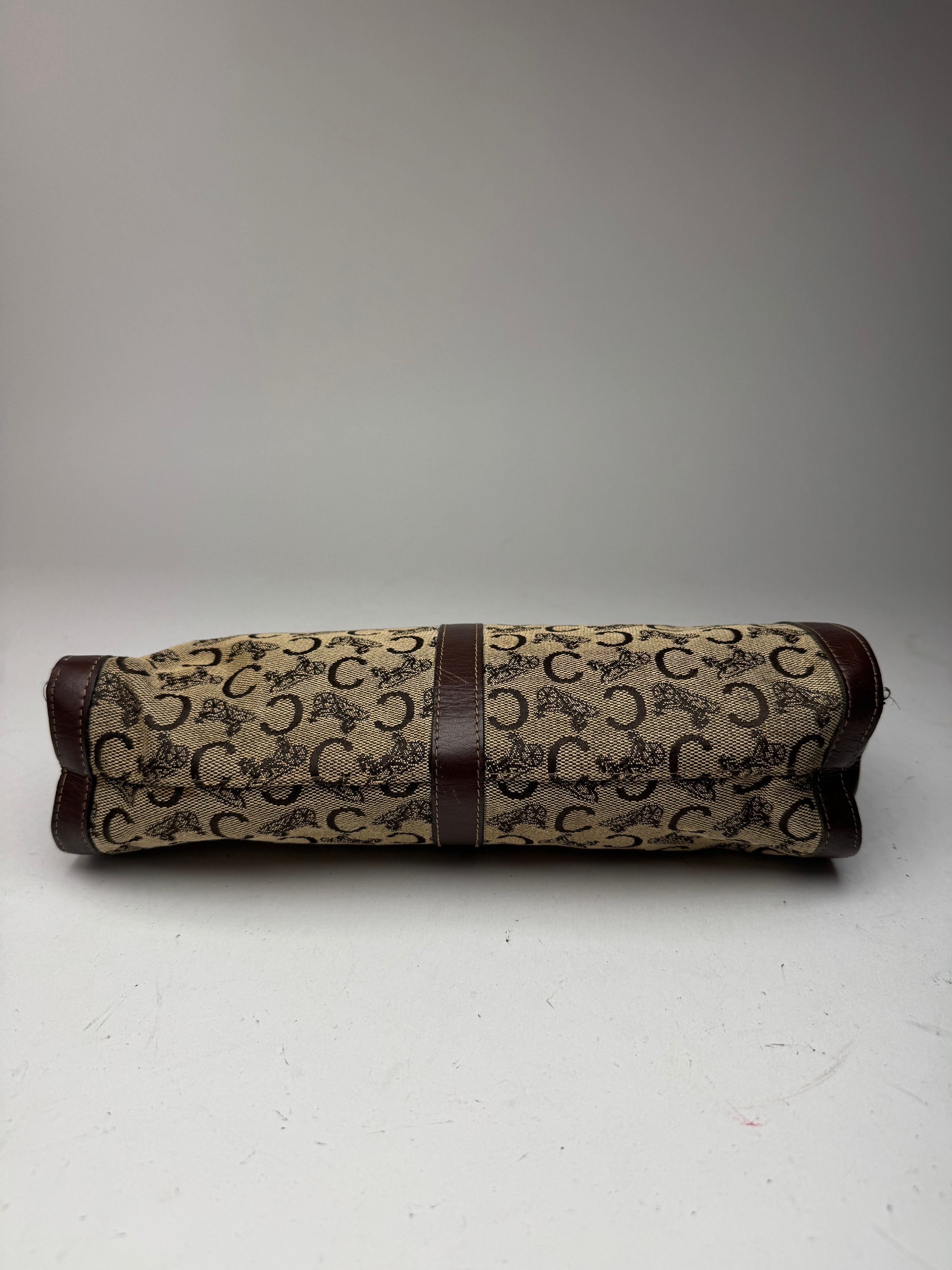 Celine Vintage Macadam Monogram Canvas Leather clutch brown grey Size ONE SIZE - 9 Thumbnail