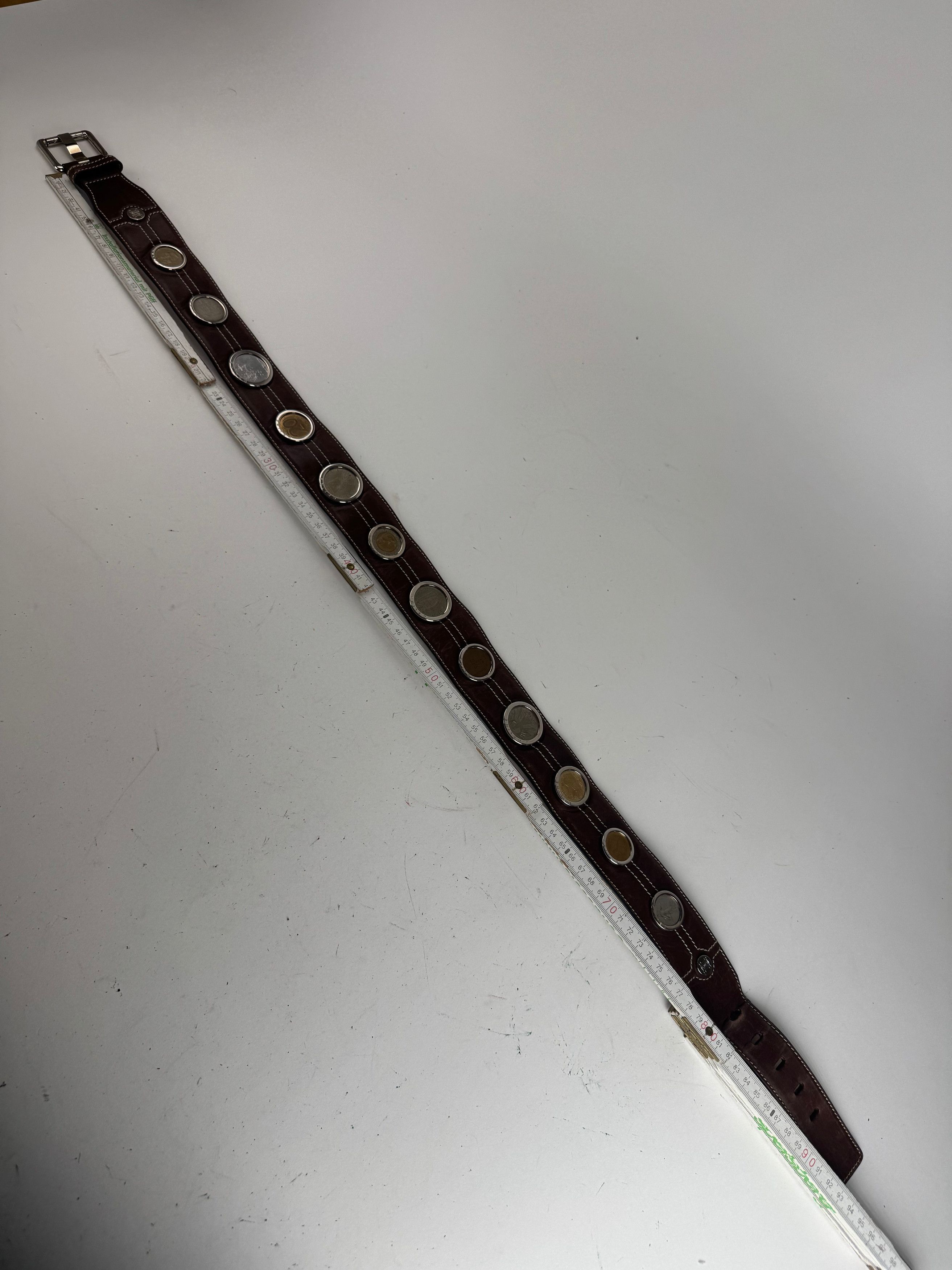 Celine Vintage Paris Metal / Leather coin application belt brown Size ONE SIZE - 12 Thumbnail