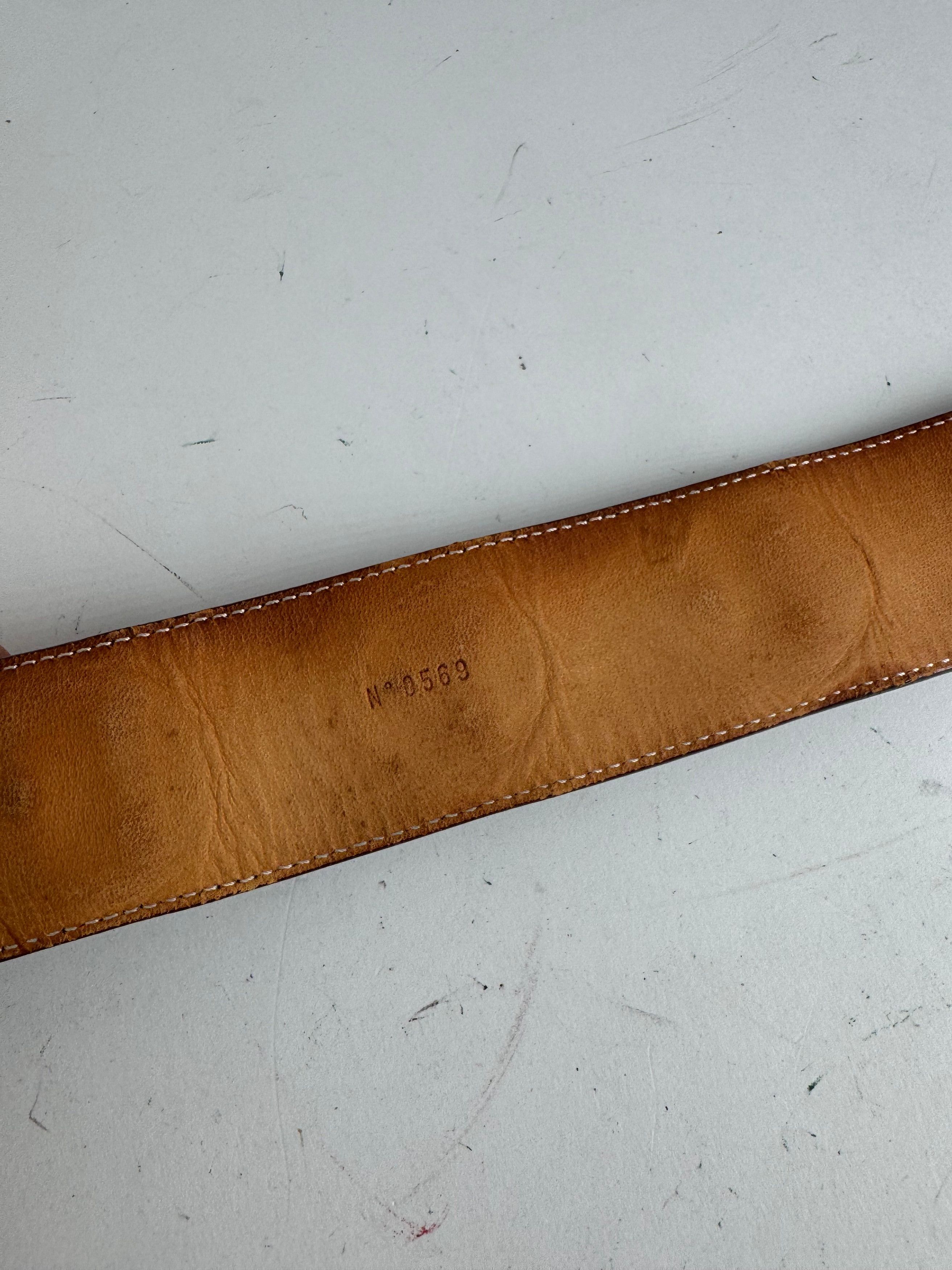 Celine Vintage Paris Metal / Leather coin application belt brown Size ONE SIZE - 9 Thumbnail