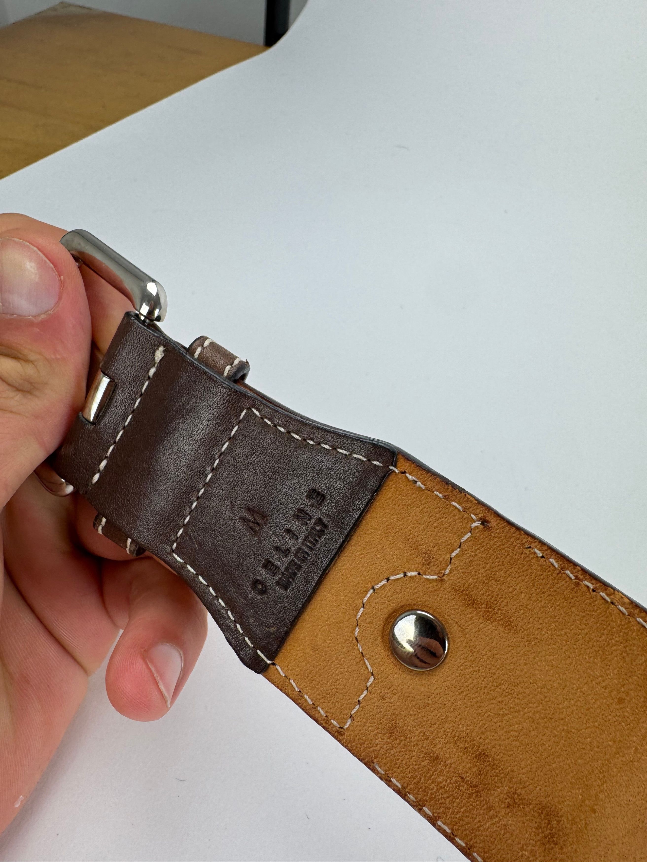 Celine Vintage Paris Metal / Leather coin application belt brown Size ONE SIZE - 11 Thumbnail