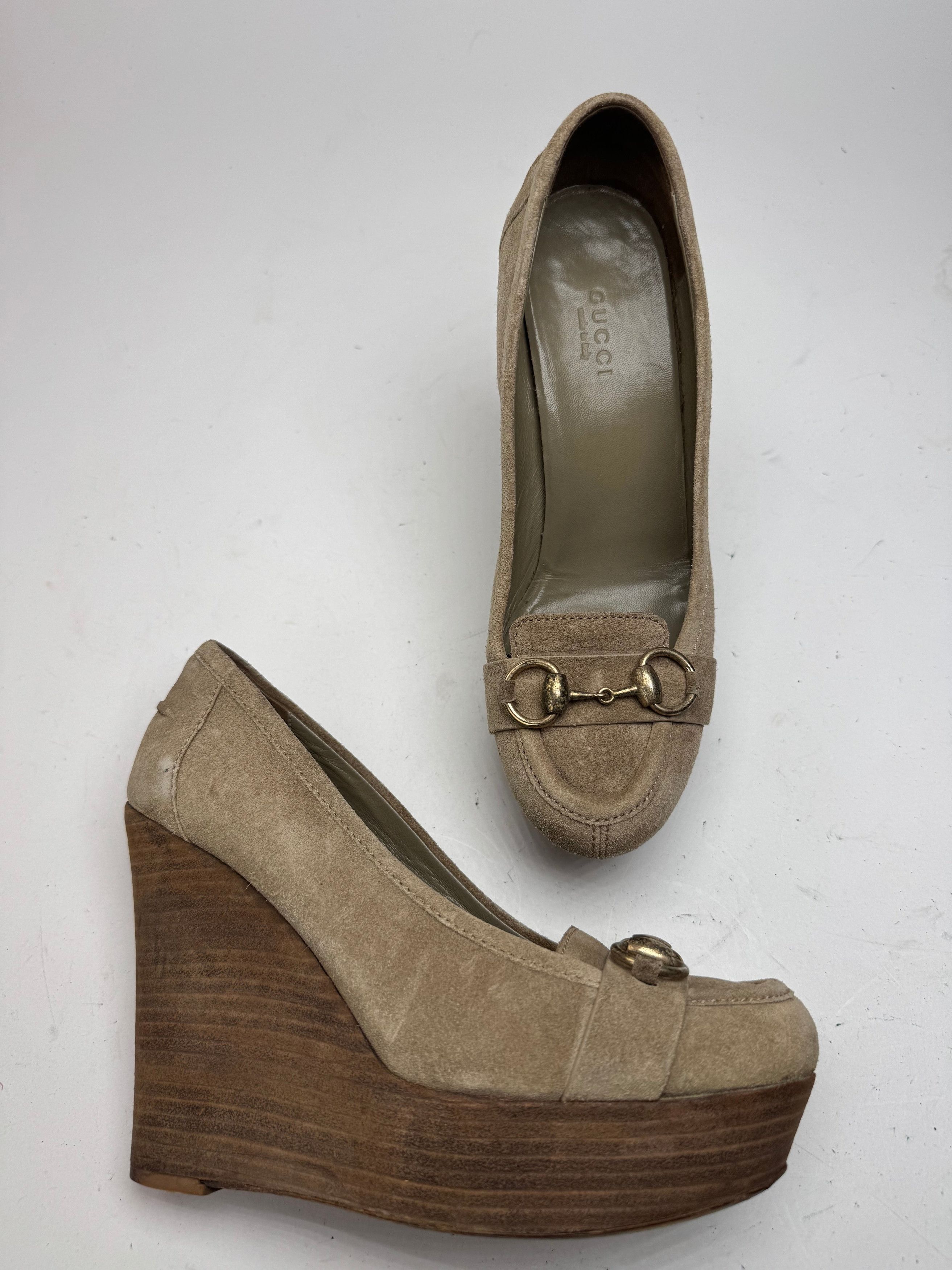 Vintage Suede Horsebit pumps EU37,5 grey