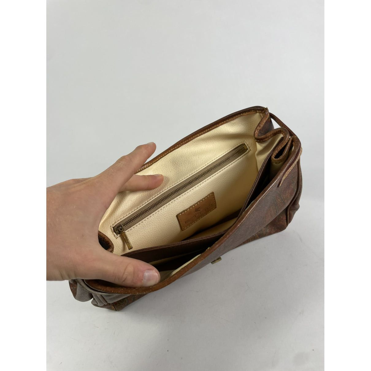 Etro Brown Leather Handbag Size ONE SIZE - 2 Thumbnail