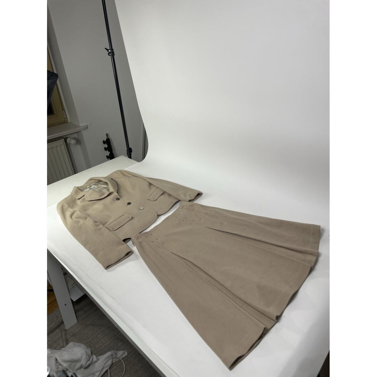 Courreges Courrèges Beige Wool Coat Size S / US 4 / IT 40 - 2 Thumbnail