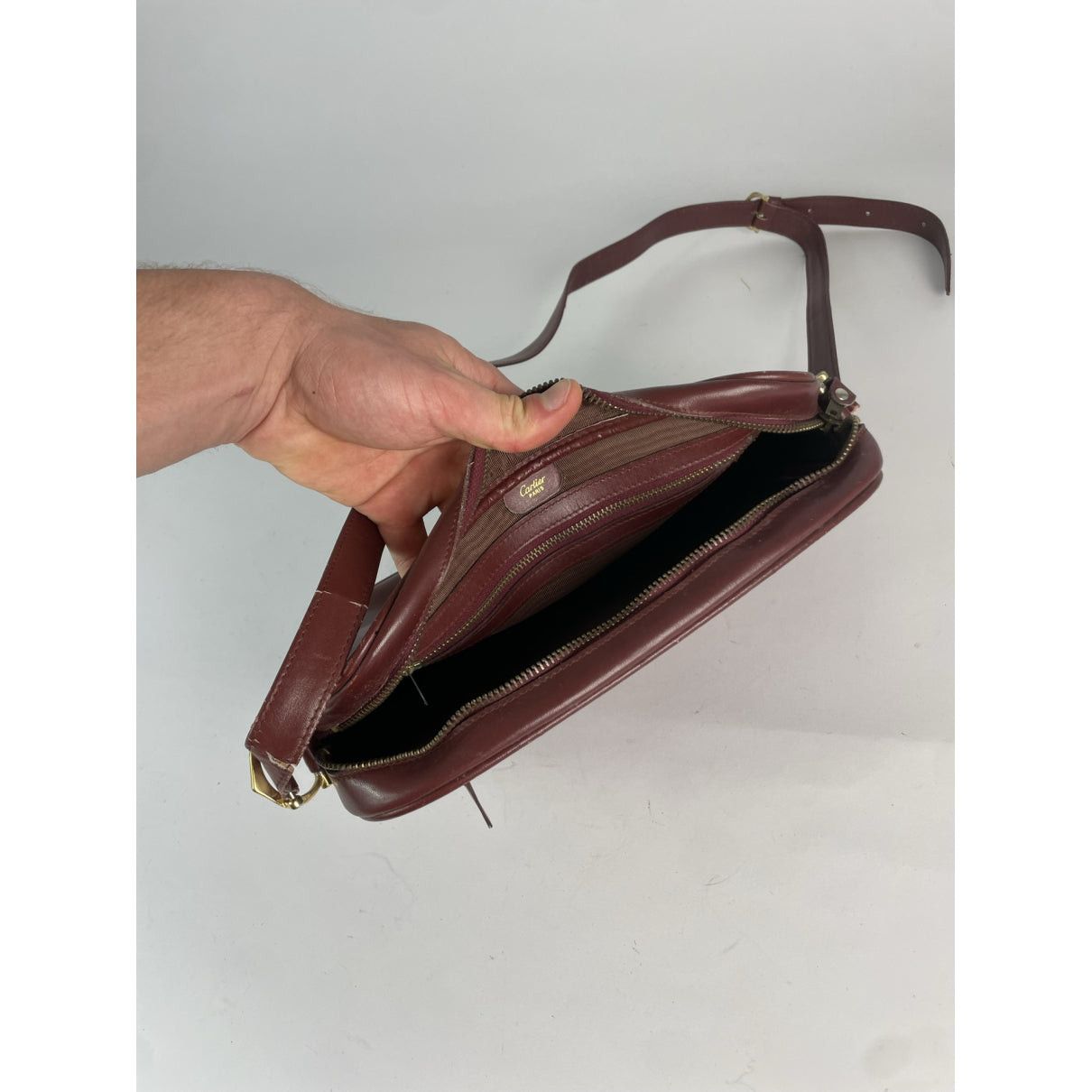 Cartier Burgundy Leather Handbag Size ONE SIZE - 2 Thumbnail