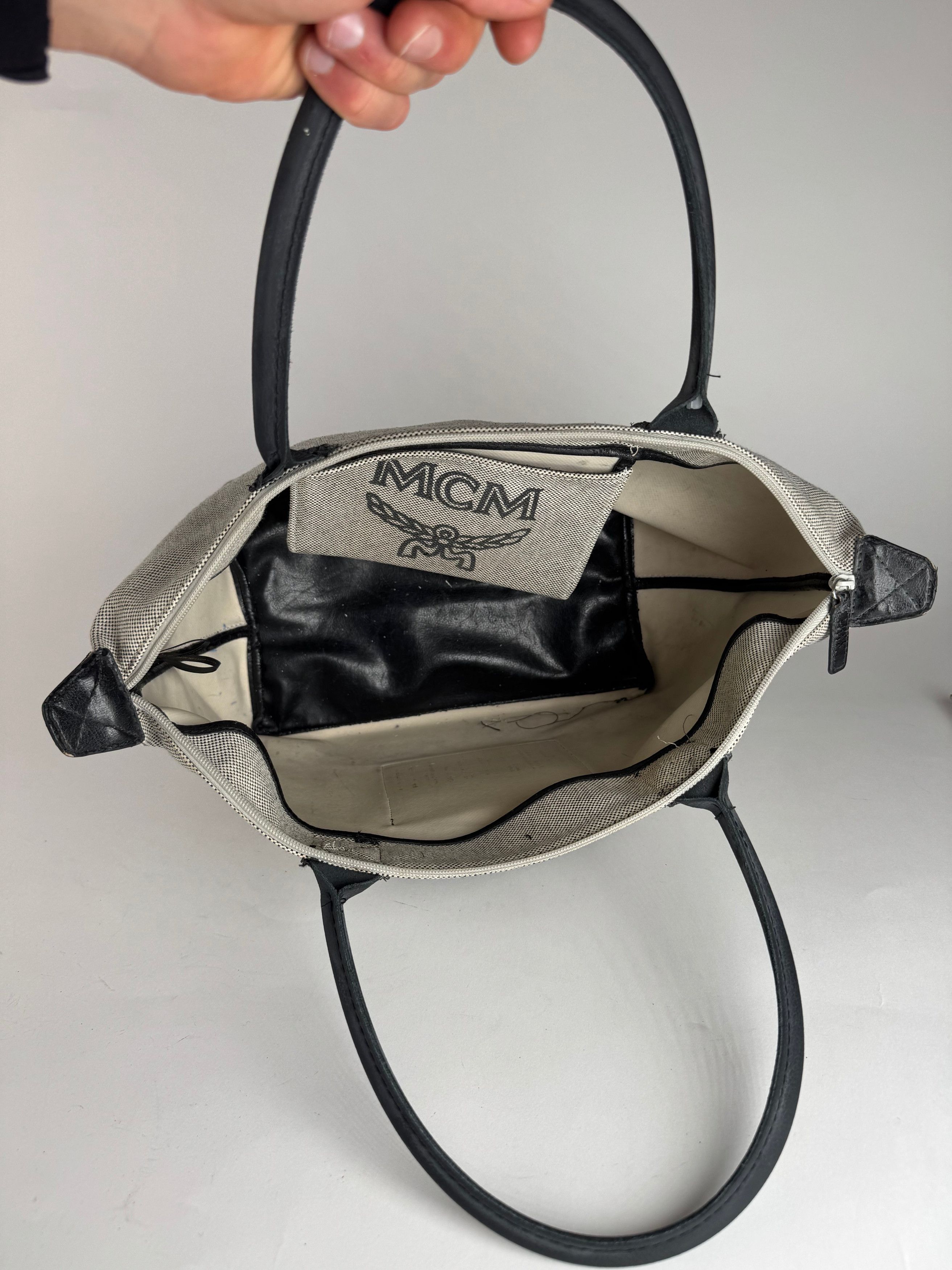 MCM Vintage canvas / leather shopper grey black Size ONE SIZE - 2 Thumbnail