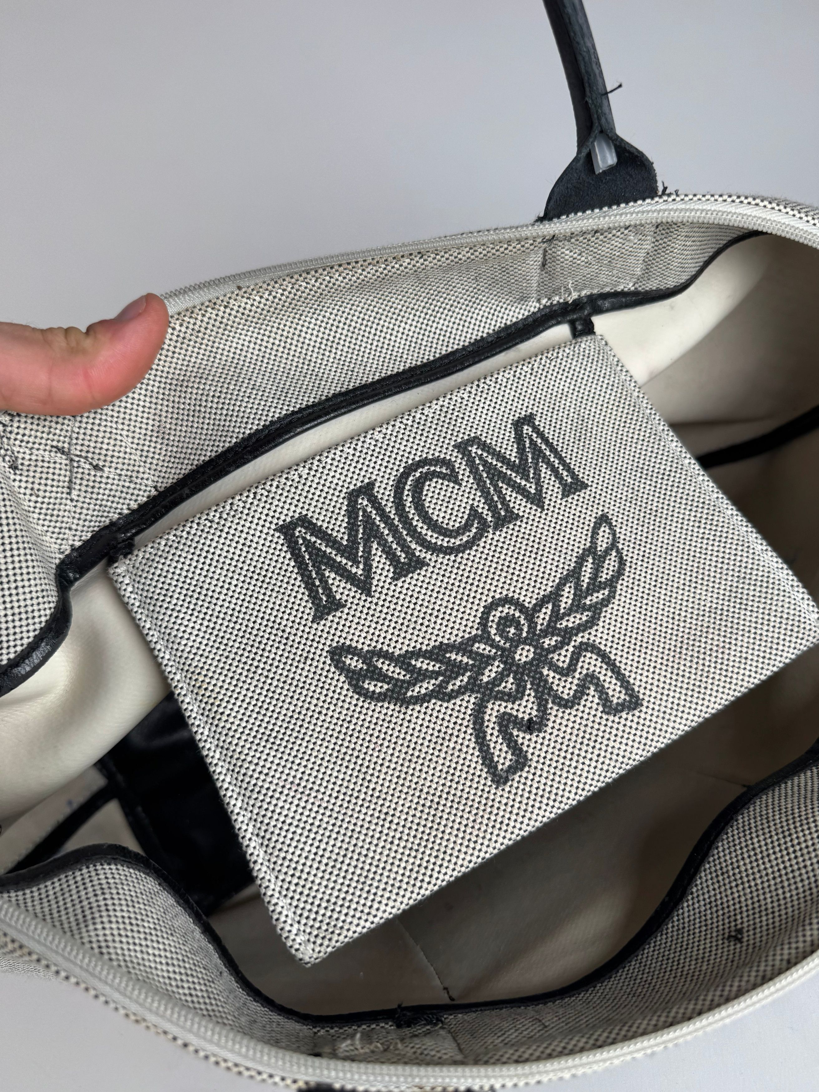 MCM Vintage canvas / leather shopper grey black Size ONE SIZE - 7 Thumbnail