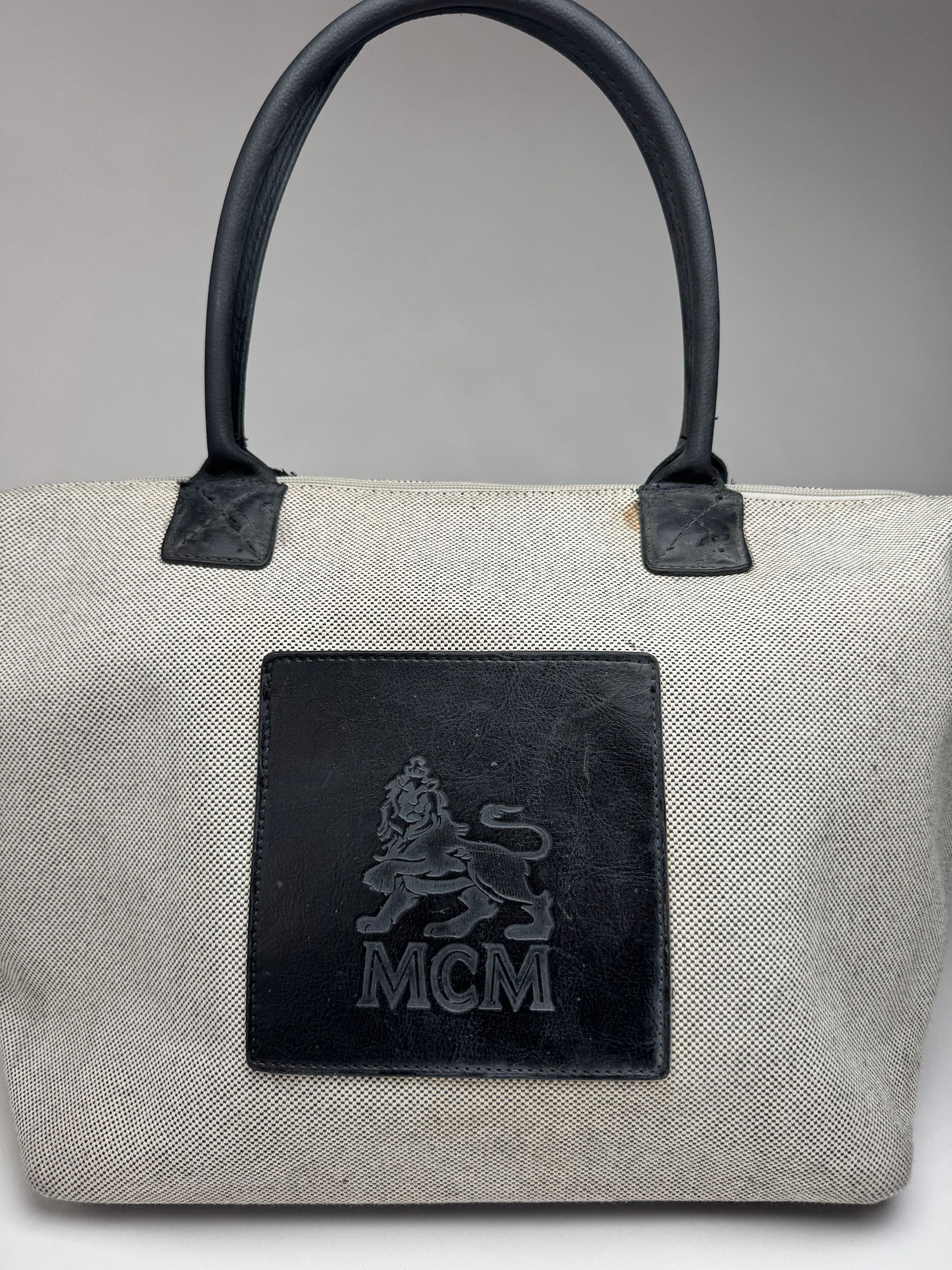 MCM Vintage canvas / leather shopper grey black Size ONE SIZE - 3 Thumbnail