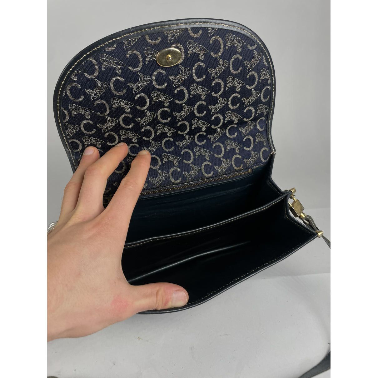 Celine SAC 16 BESACE Navy Leather Handbag Size ONE SIZE - 3 Thumbnail