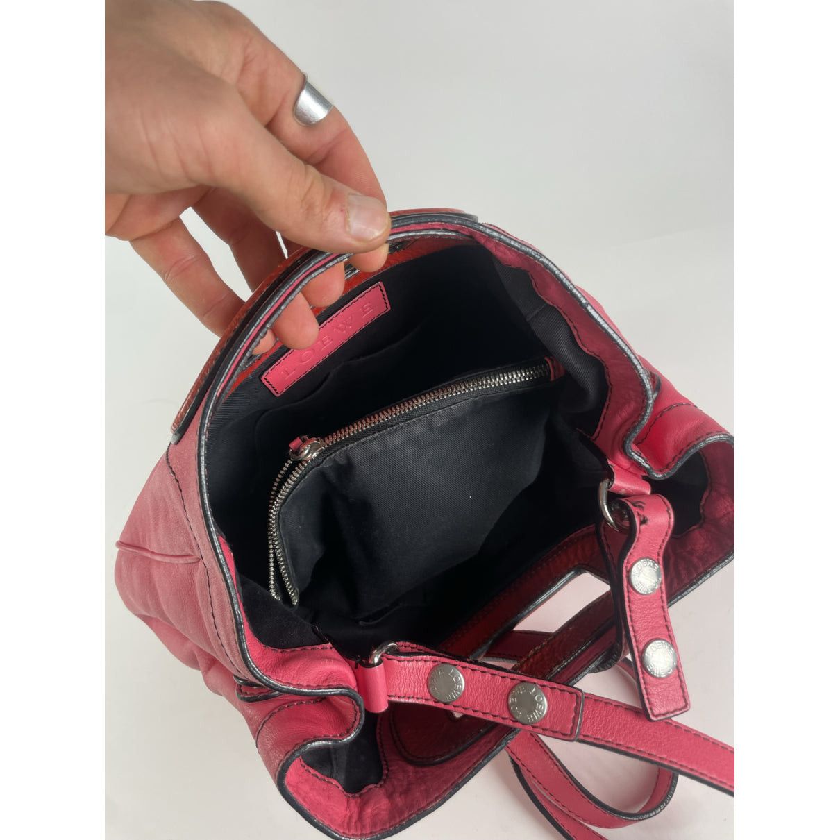 Flamenco Pink Leather Handbag