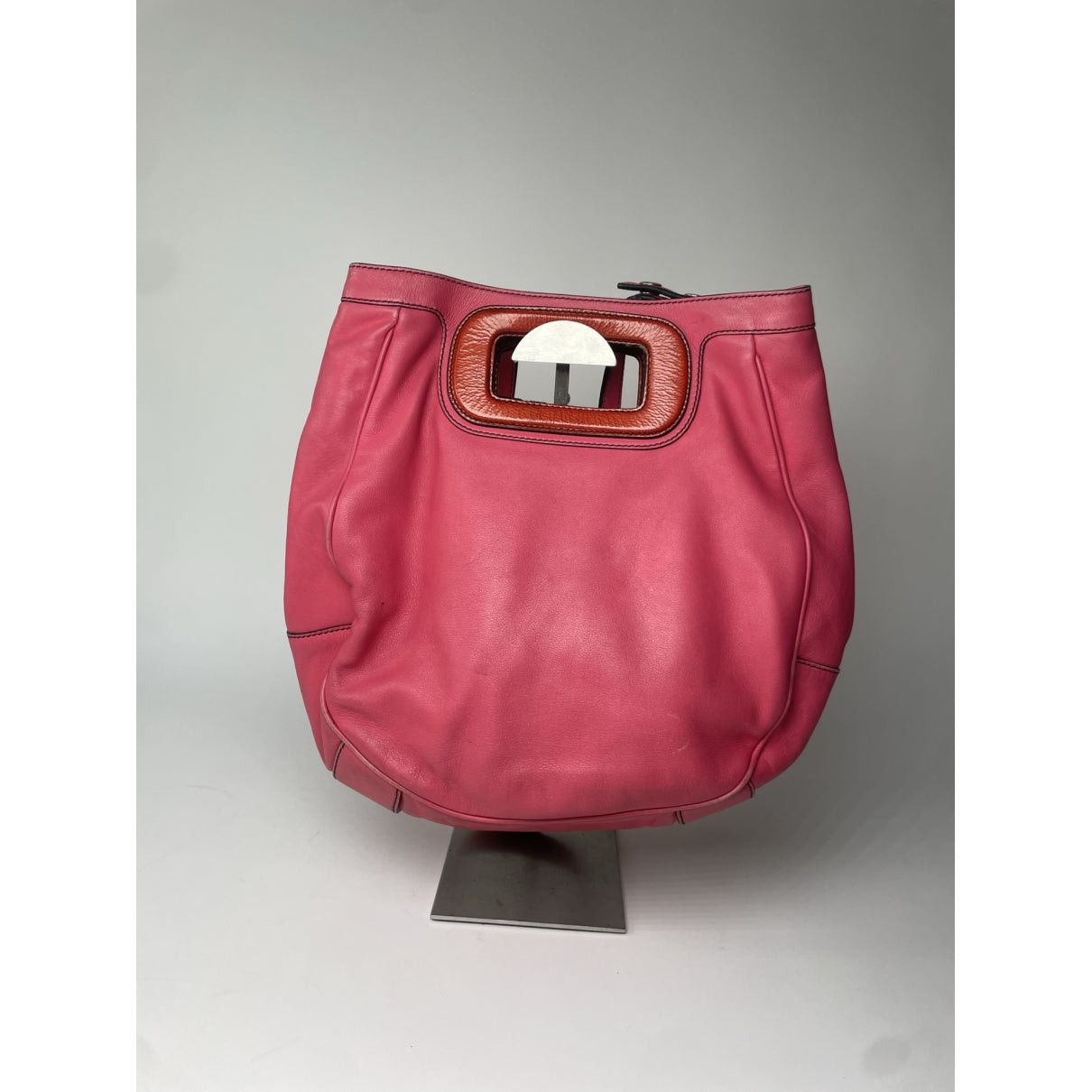 Flamenco Pink Leather Handbag