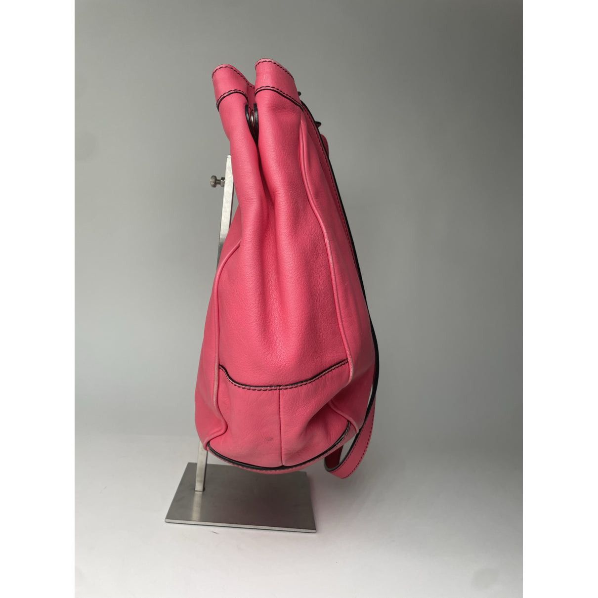 Flamenco Pink Leather Handbag