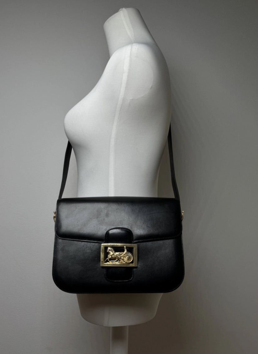 Celine Vintage Paris Triomphe Leather Bag Black Size ONE SIZE - 3 Thumbnail