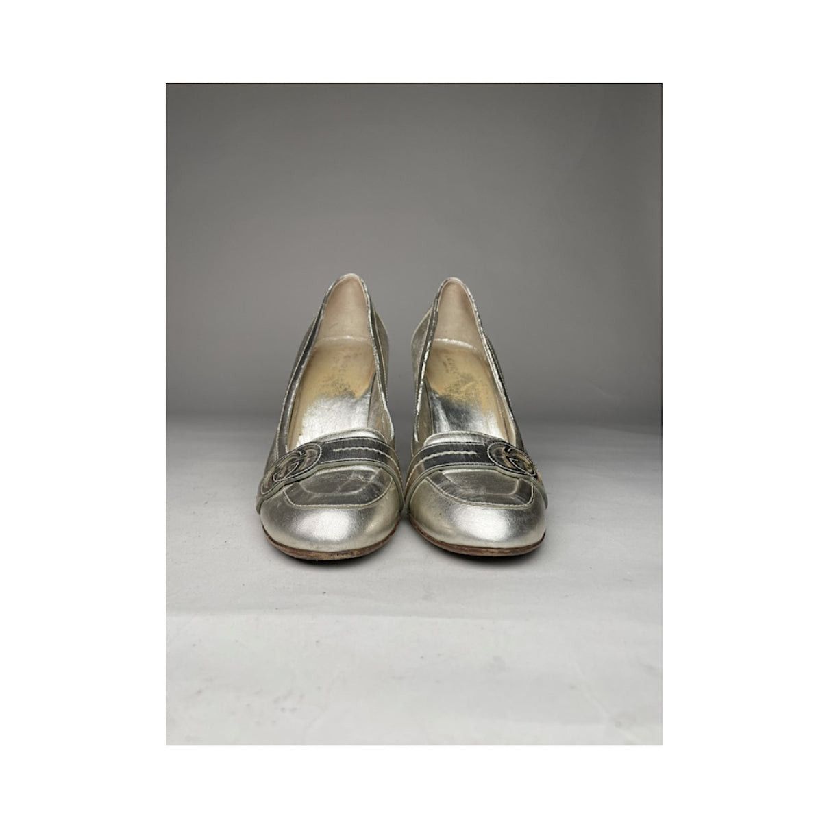 Gucci Marmont Silver Leather Heel Size US 6.5 / IT 36.5 - 2 Thumbnail