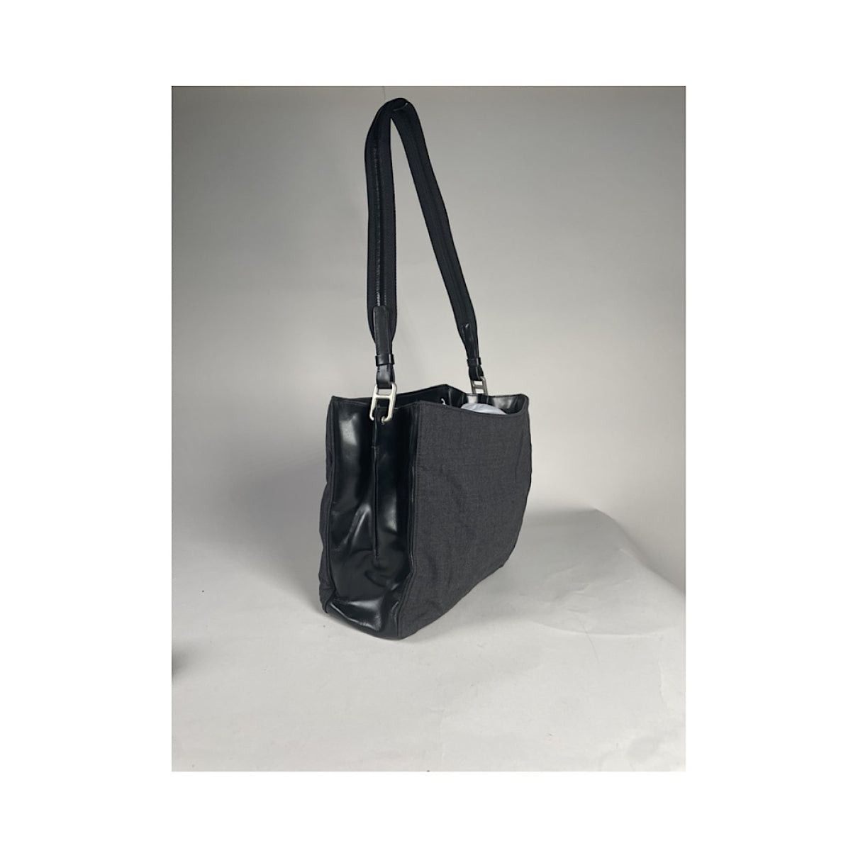 Prada Cleo Grey Cotton Handbag Size ONE SIZE - 3 Thumbnail