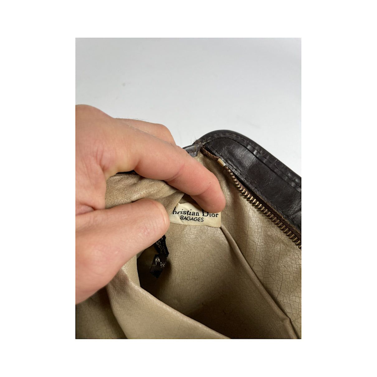 Dior Saddle Brown Cotton Clutch Bag Size ONE SIZE - 3 Thumbnail