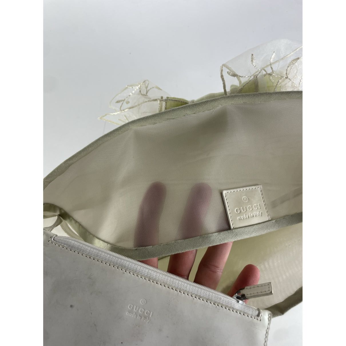 Gucci White Leather Handbag Size ONE SIZE - 3 Thumbnail