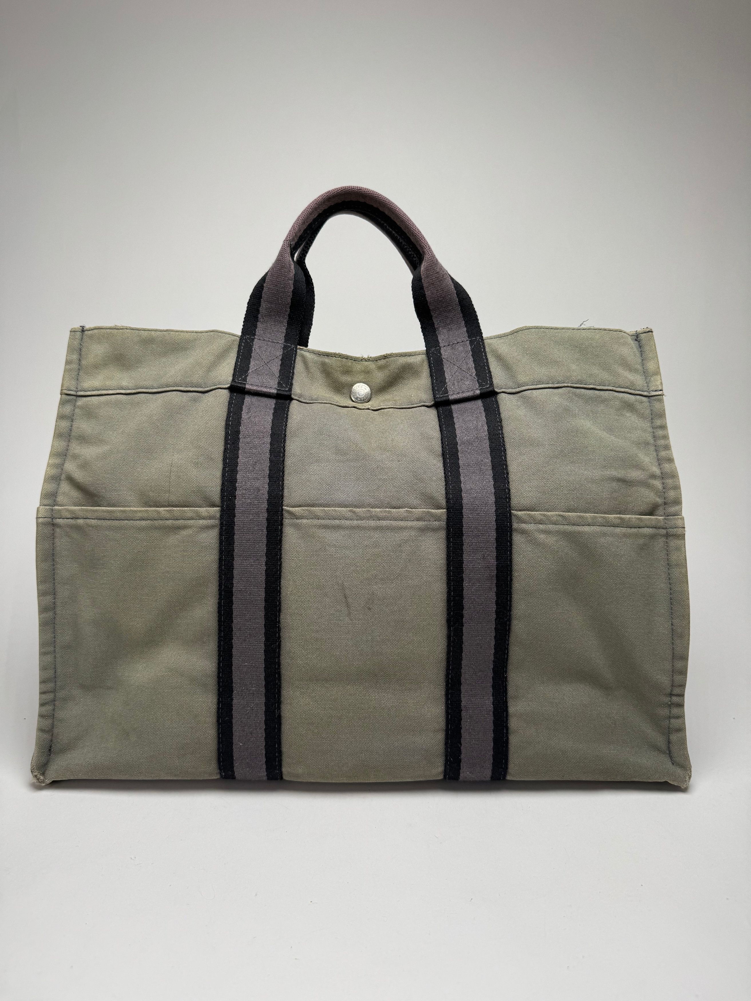 Other Vintage Hermes Paris Canvas Shopper Grey Size ONE SIZE - 5 Thumbnail