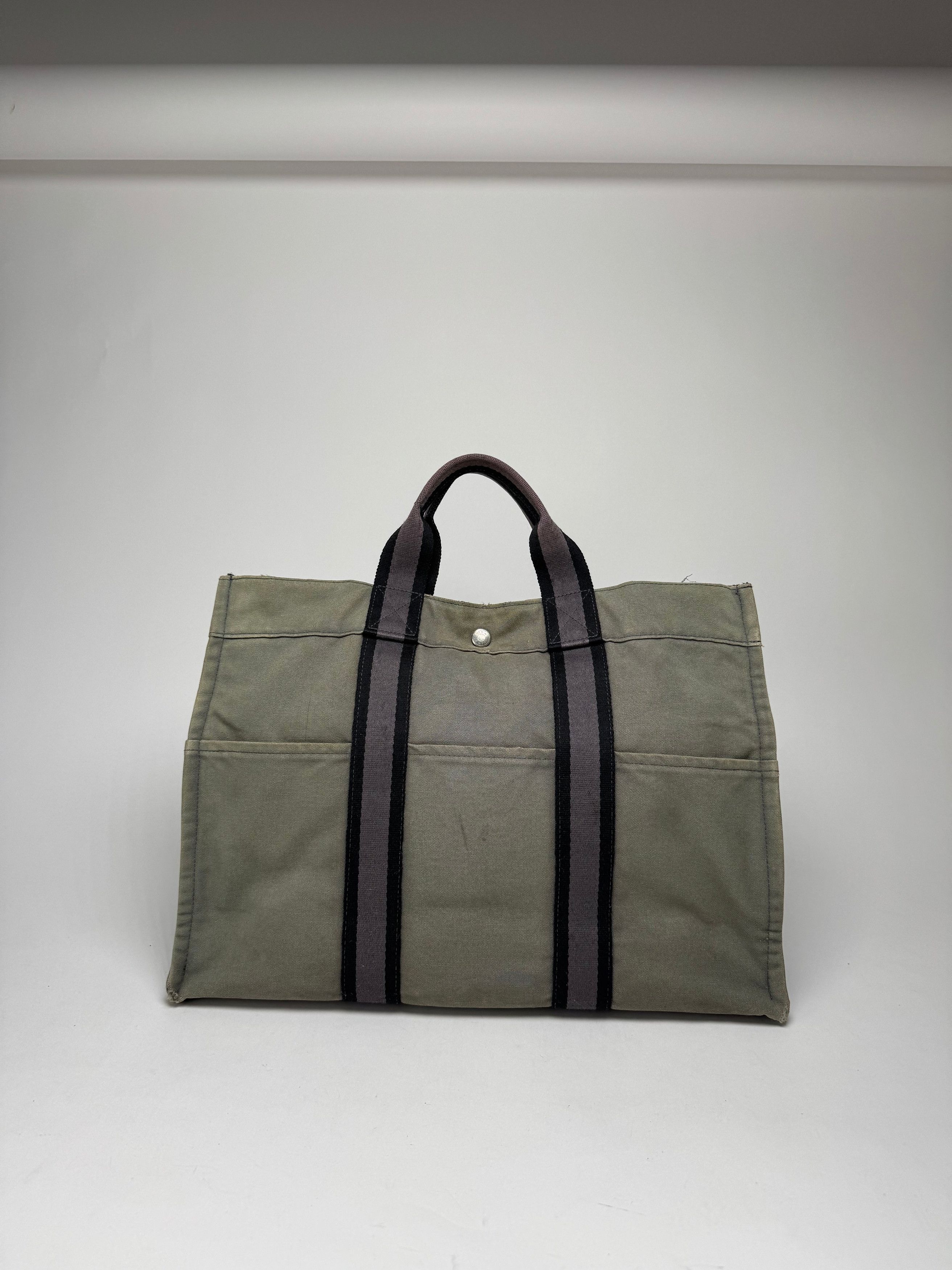 Other Vintage Hermes Paris Canvas Shopper Grey Size ONE SIZE - 12 Thumbnail