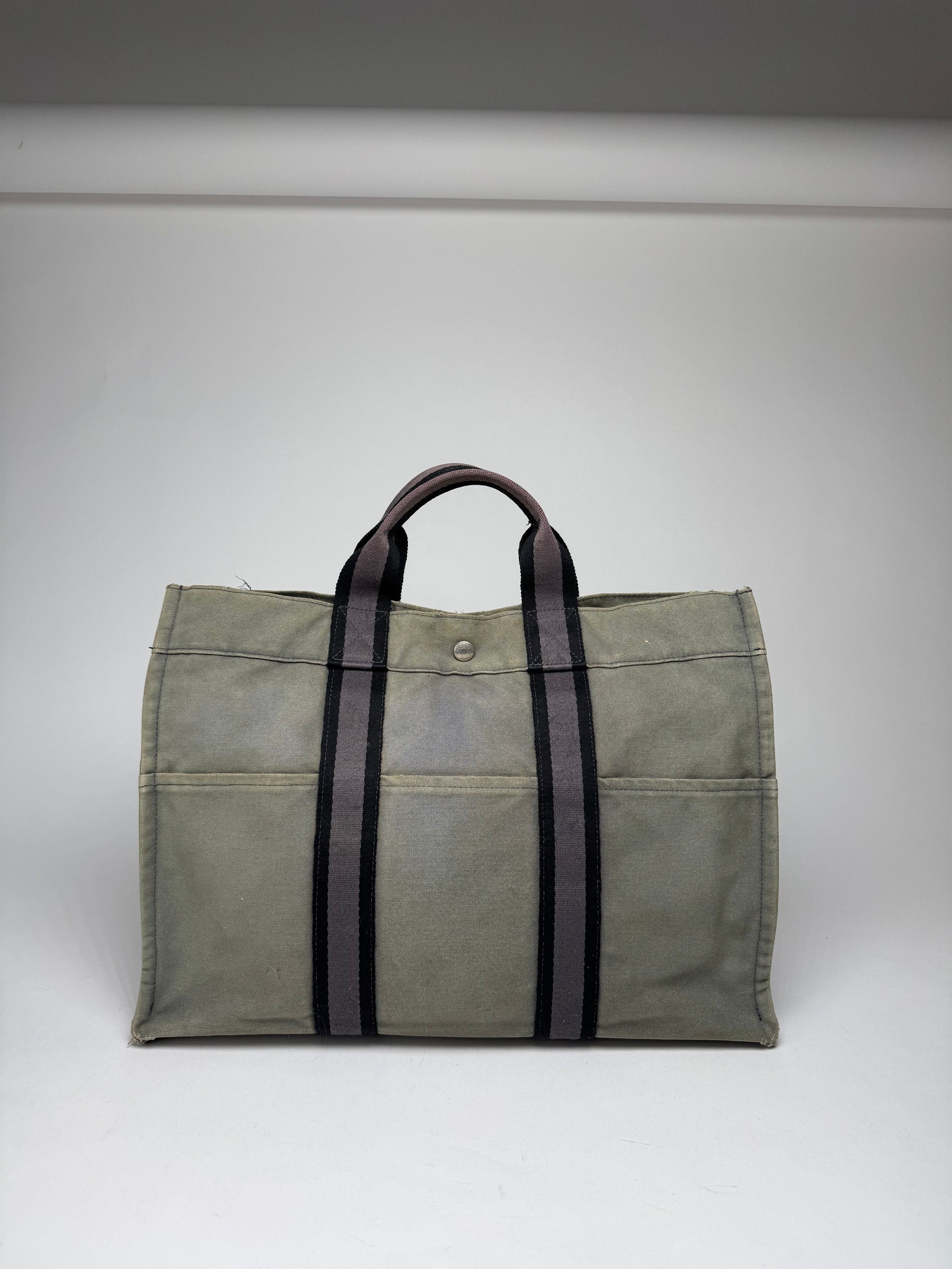 Other Vintage Hermes Paris Canvas Shopper Grey Size ONE SIZE - 7 Thumbnail