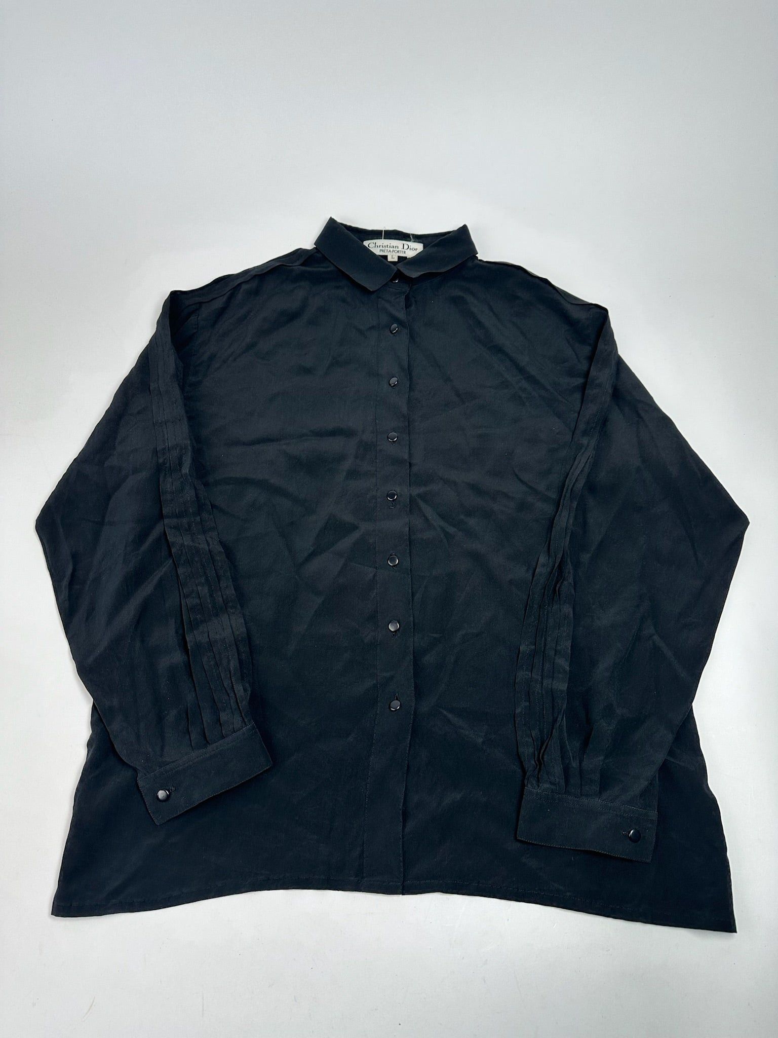 Dior Vintage Silk Shirt Black M Size L / US 10 / IT 46 - 15 Thumbnail
