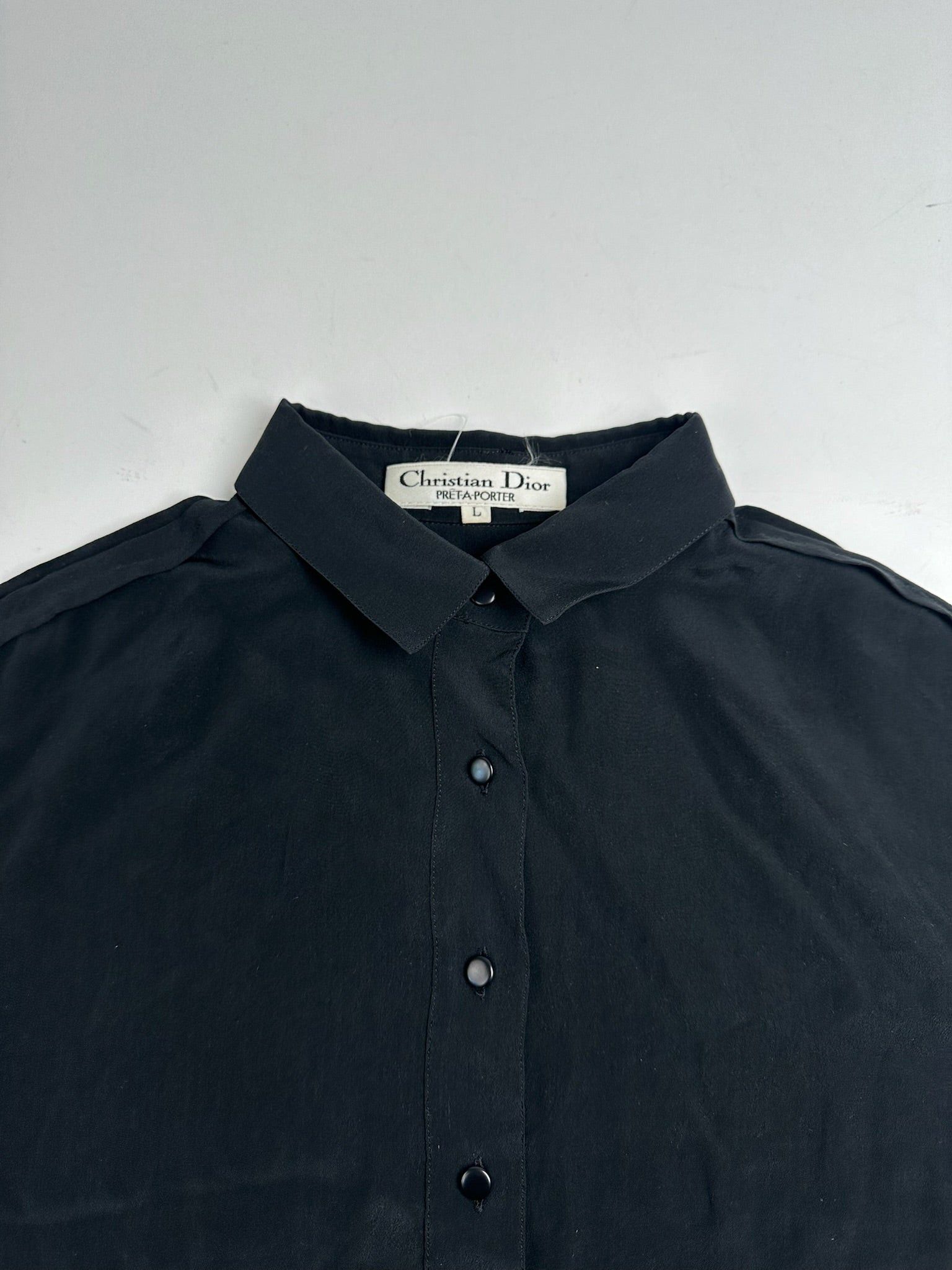 Dior Vintage Silk Shirt Black M Size L / US 10 / IT 46 - 14 Thumbnail