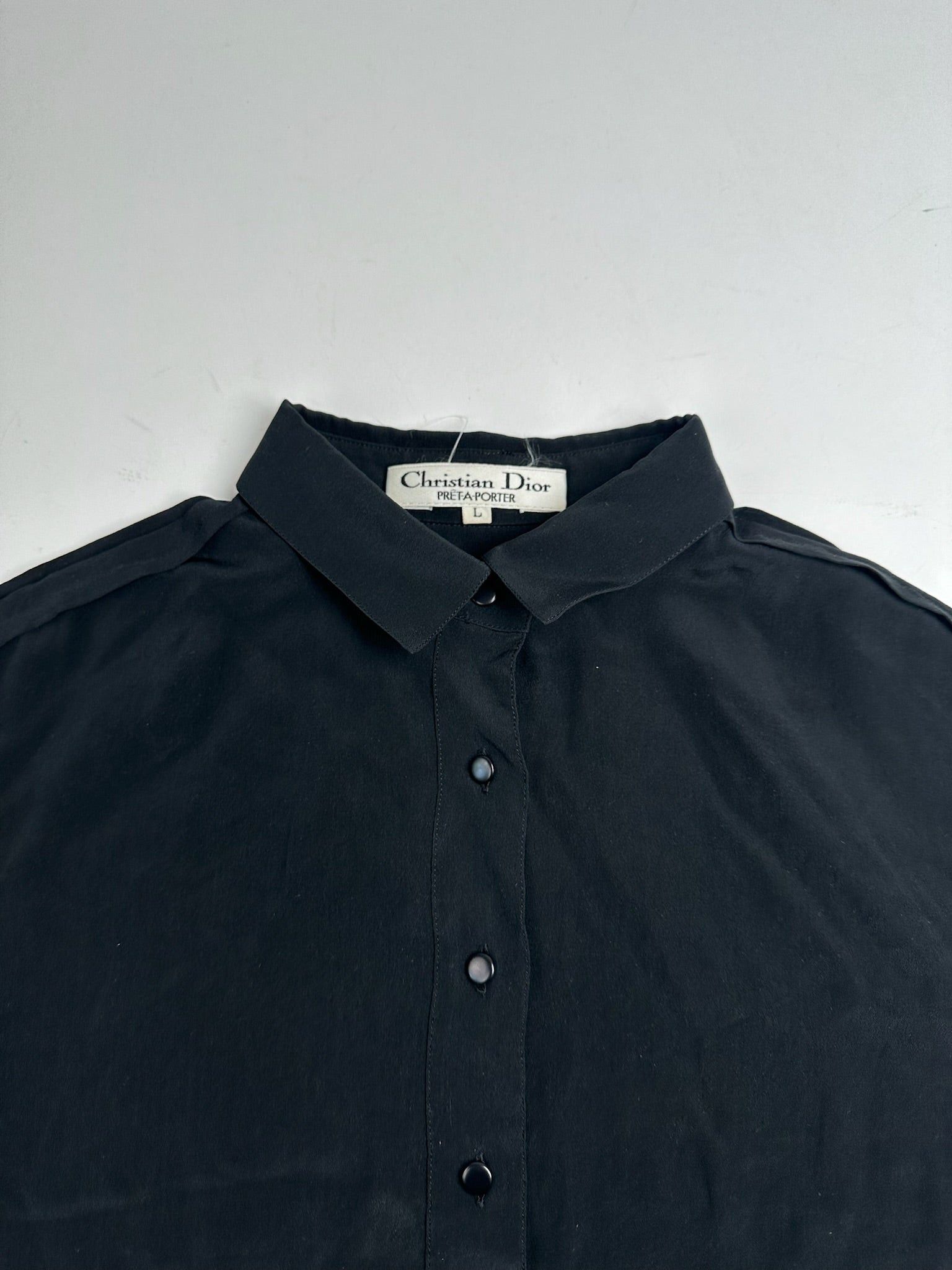 Dior Vintage Silk Shirt Black M Size L / US 10 / IT 46 - 2 Thumbnail