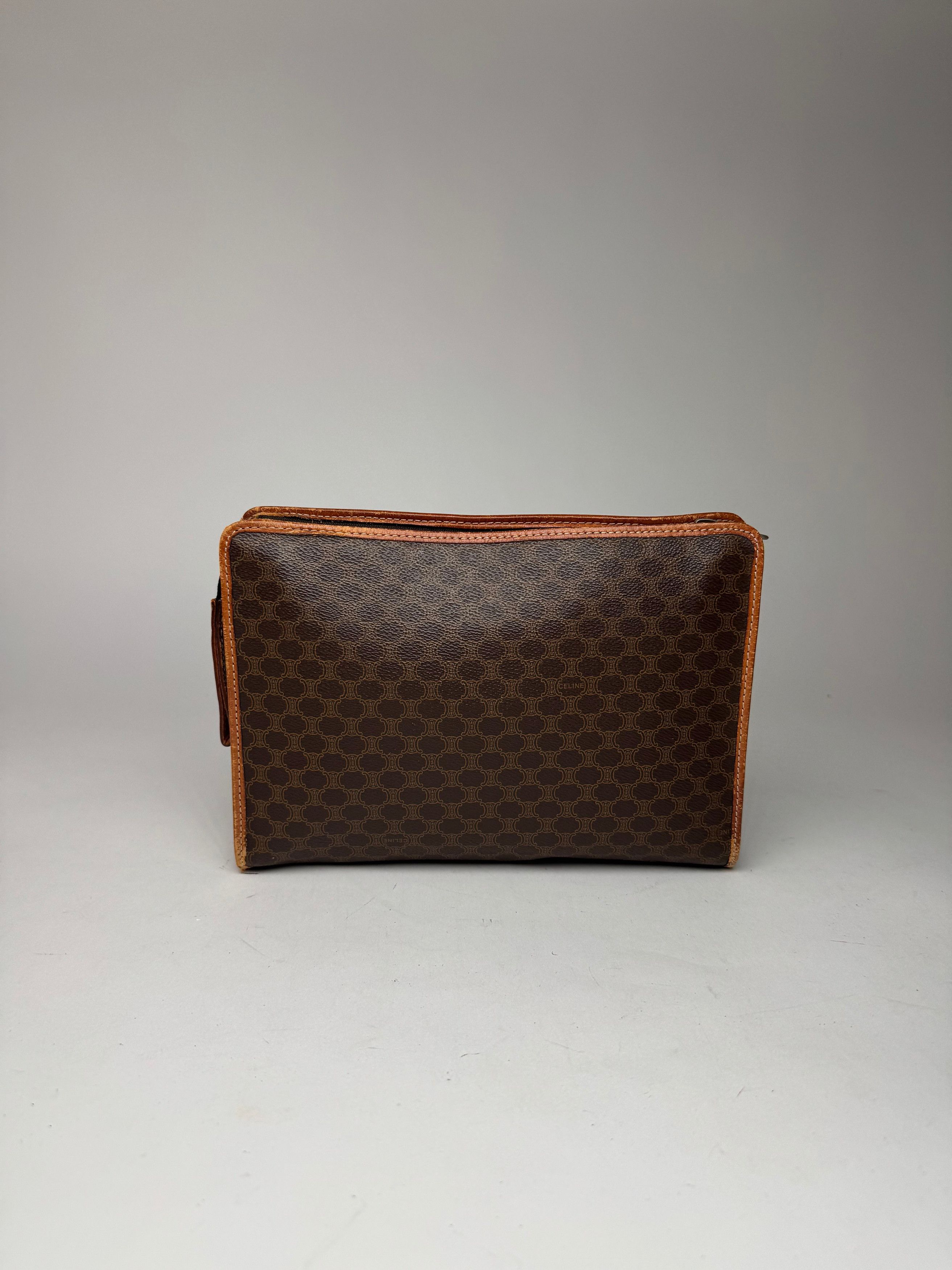 Celine Vintage Paris Leather Monogram Clutch brown Size ONE SIZE - 2 Thumbnail