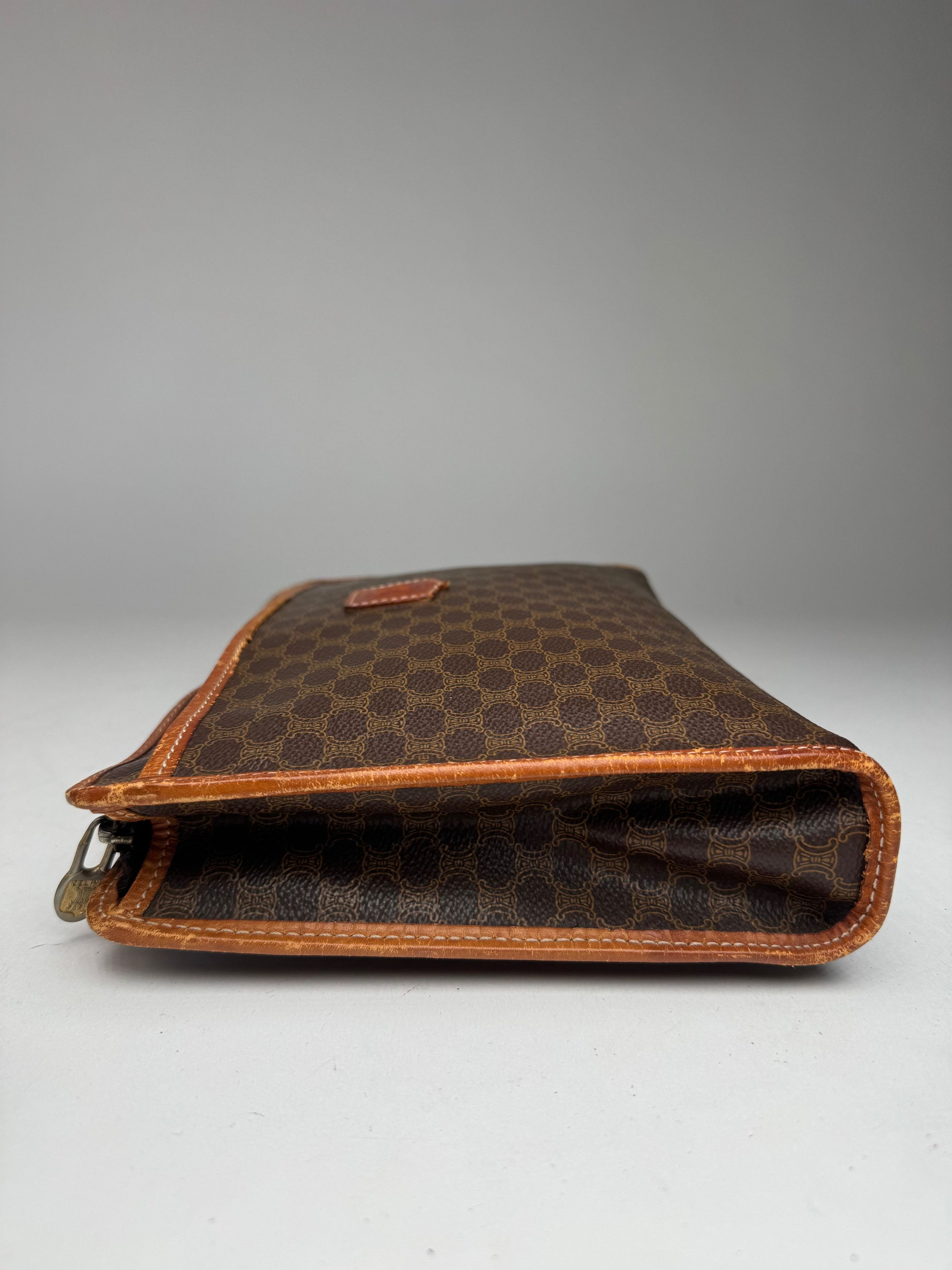 Celine Vintage Paris Leather Monogram Clutch brown Size ONE SIZE - 3 Thumbnail