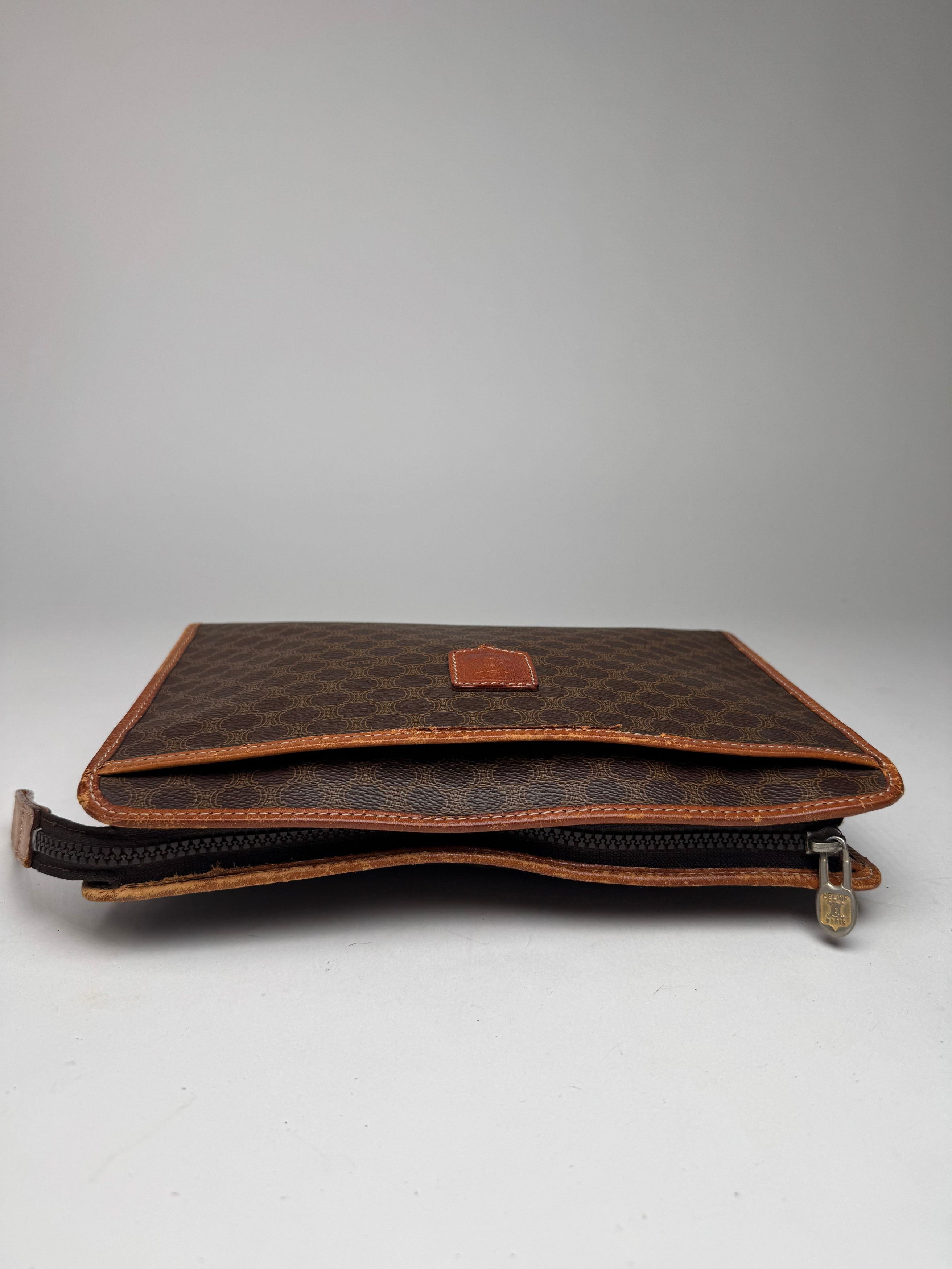 Celine Vintage Paris Leather Monogram Clutch brown Size ONE SIZE - 8 Thumbnail