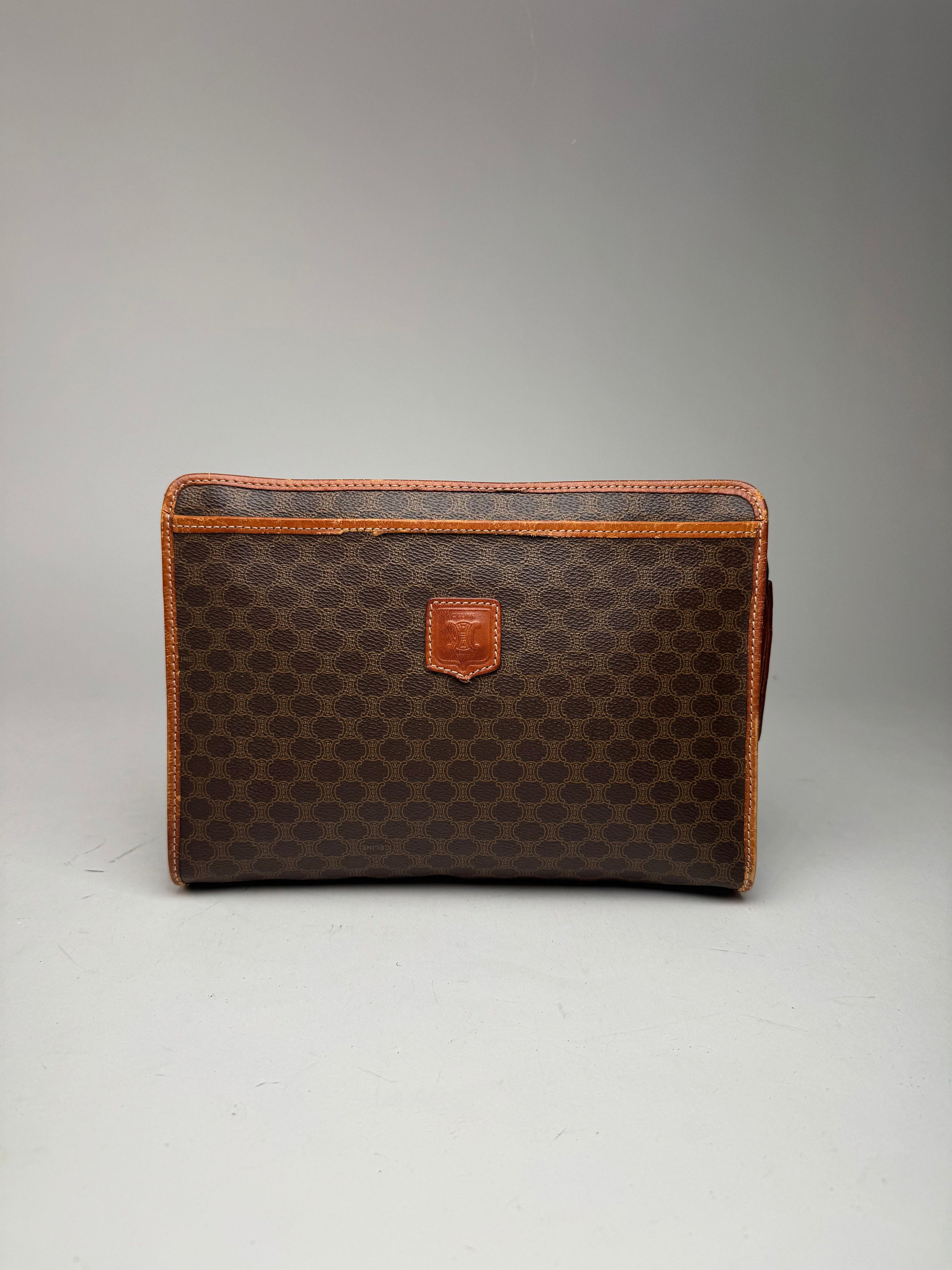 Celine Vintage Paris Leather Monogram Clutch brown Size ONE SIZE - 12 Thumbnail