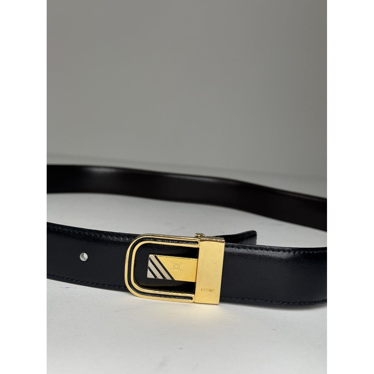 Triomphe Black Leather Belt