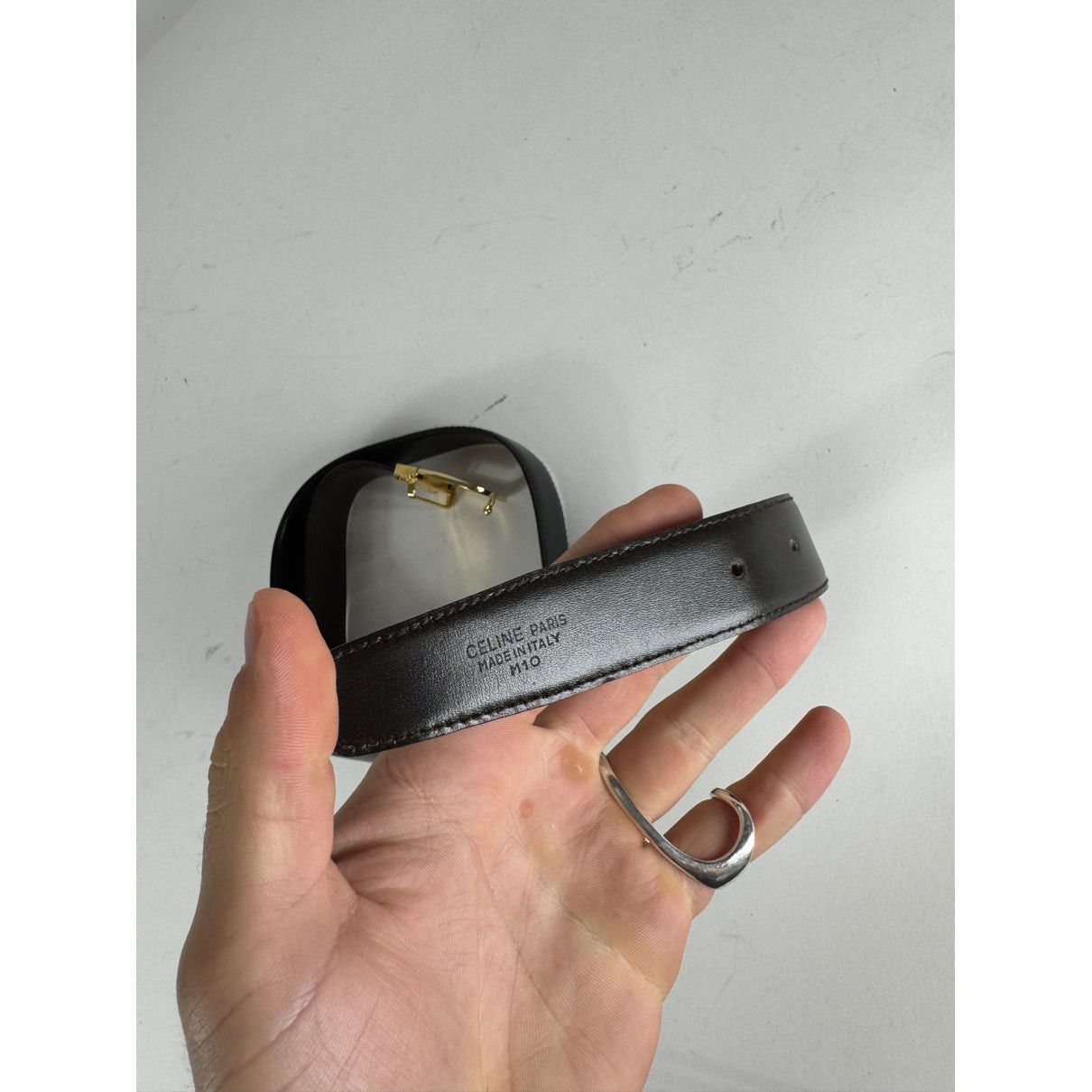 Triomphe Black Leather Belt