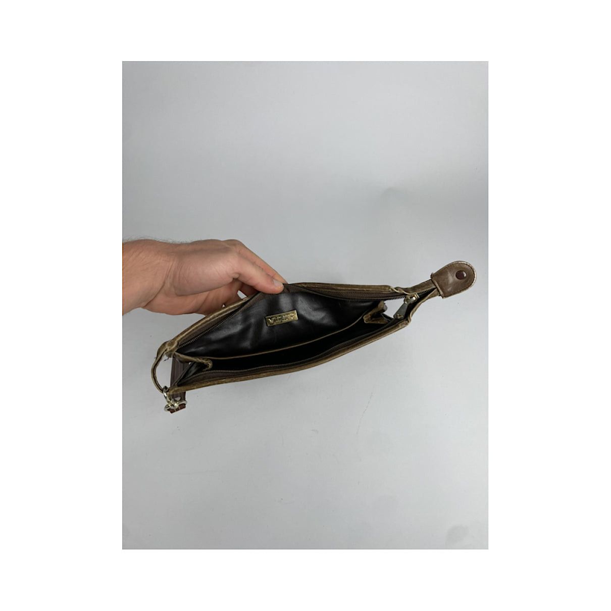 Mario Valentino Brown Leather Clutch Bag Size ONE SIZE - 2 Thumbnail