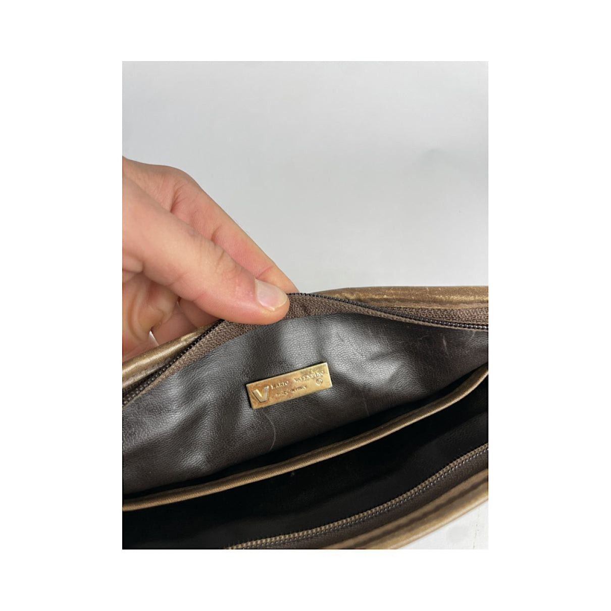 Mario Valentino Brown Leather Clutch Bag Size ONE SIZE - 3 Thumbnail