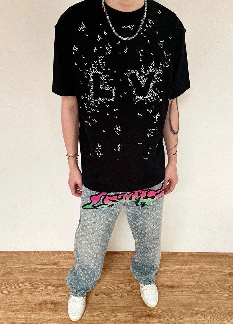 Louis Vuitton Louis Vuitton Black Printed Short Sleeve Tee - dmc Size US L / EU 52-54 / 3 - 4 Thumbnail