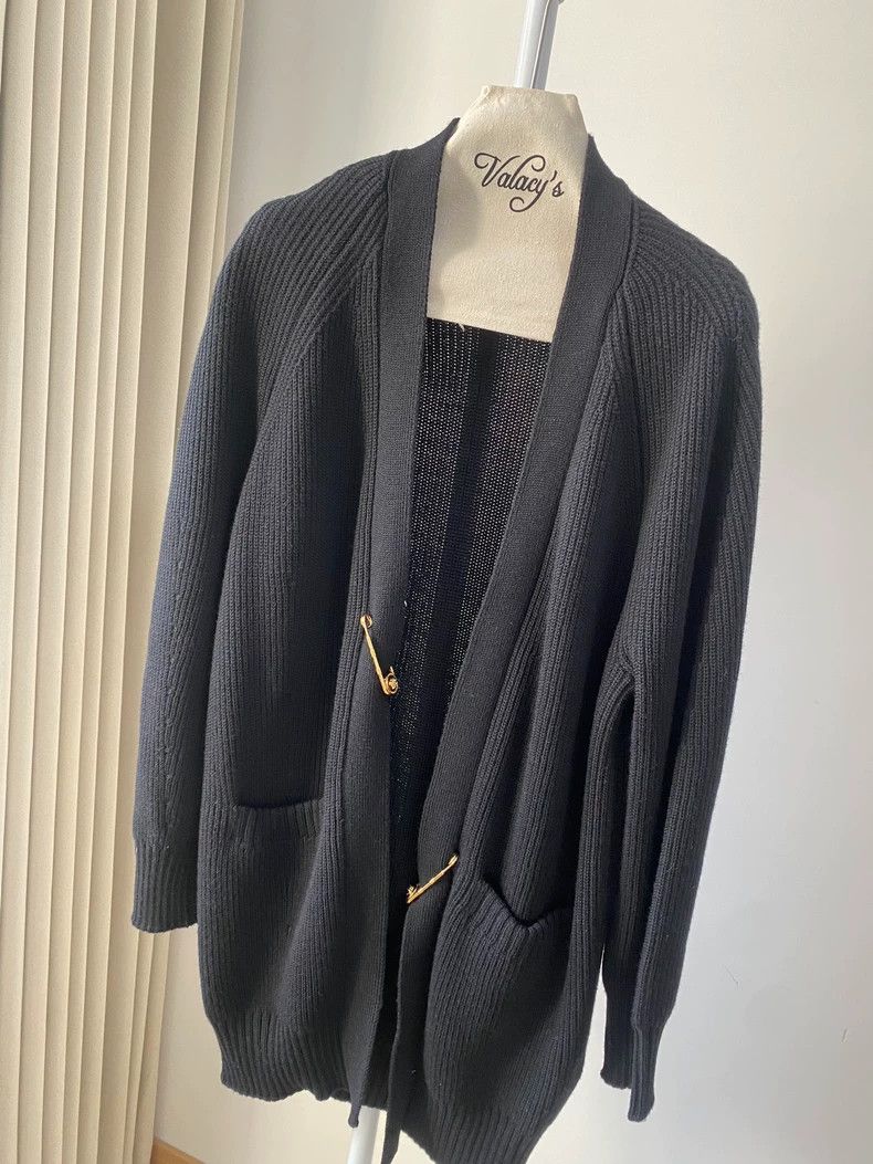 Versace Versace Black Cardigan with Gold Pin - dmc Size US M / EU 48-50 / 2 - 3 Thumbnail