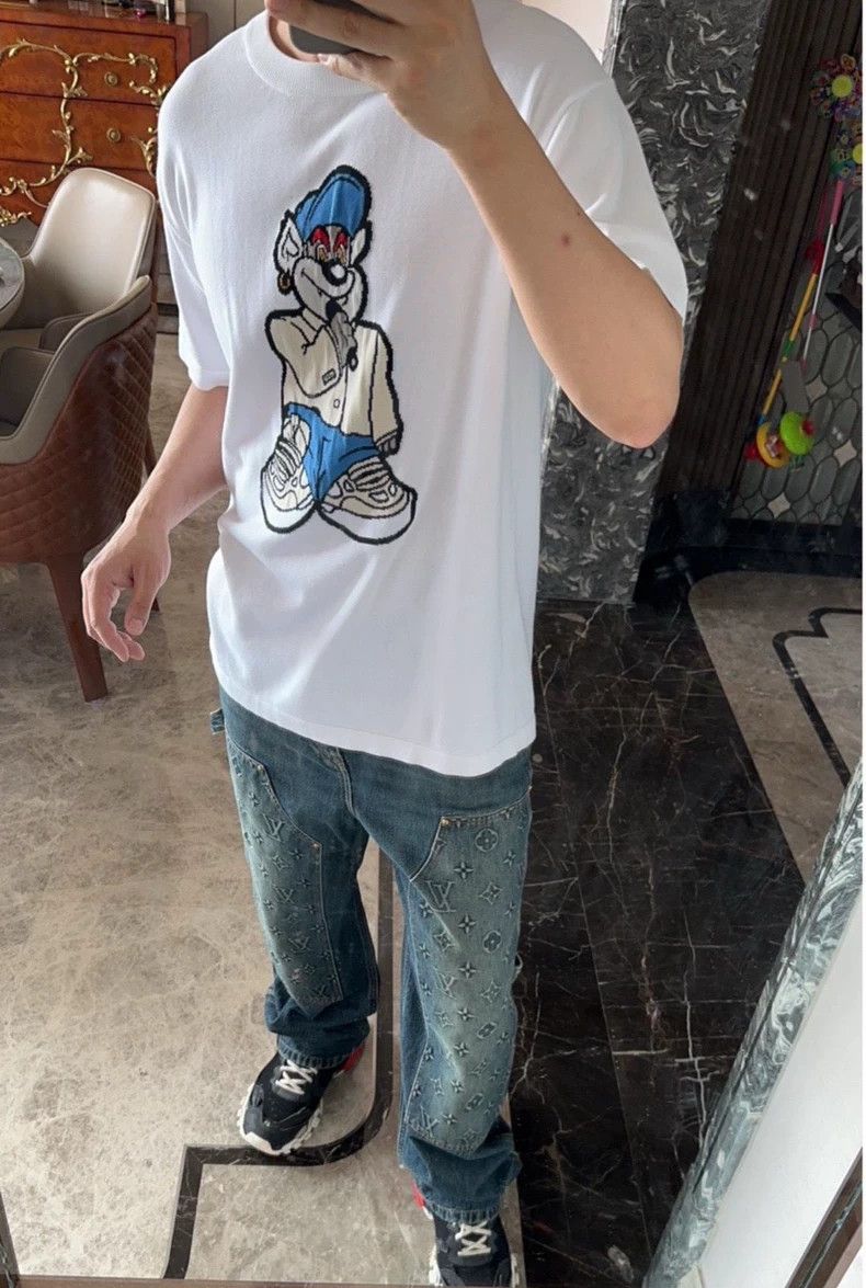 Louis Vuitton Louis Vuitton Dog Print Logo Knit Tee - dmc Size US L / EU 52-54 / 3 - 6 Thumbnail