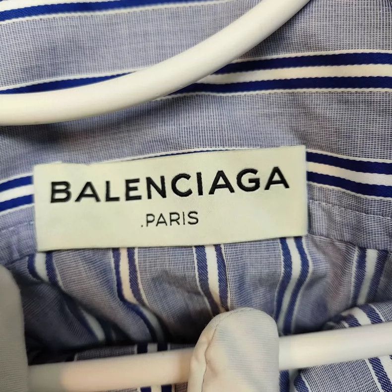 Balenciaga Balenciaga Blue Silk Striped Shirt - dmc Size US M / EU 48-50 / 2 - 3 Thumbnail
