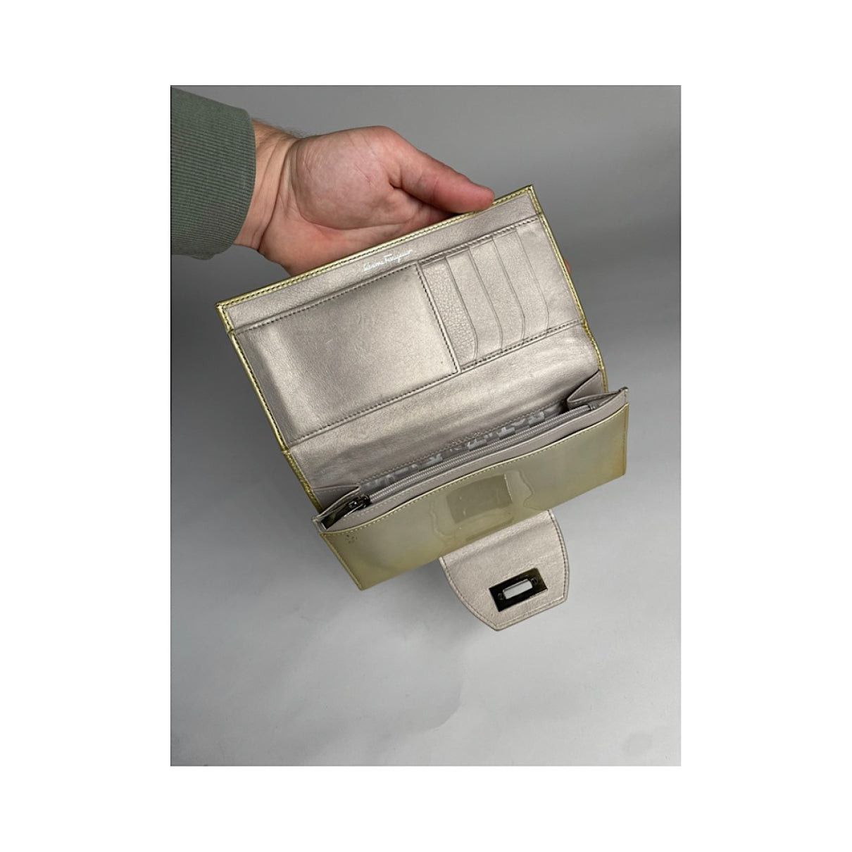 Salvatore Ferragamo Beige Patent Leather Wallet Size ONE SIZE - 5 Thumbnail