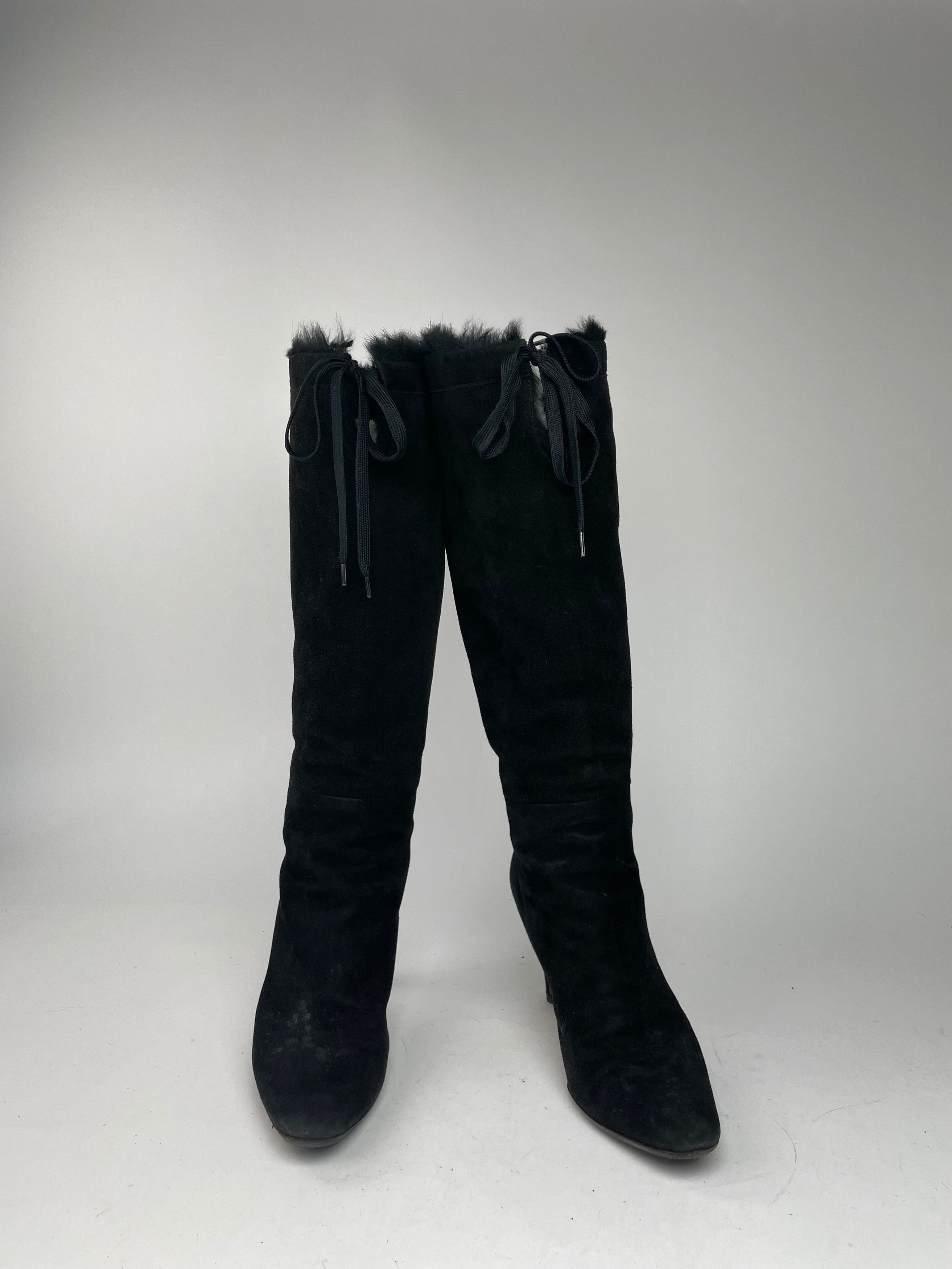 Gucci Vintage Fur / Leather Heeled Boots Black EU38C Size US 7 / IT 37 - 11 Thumbnail
