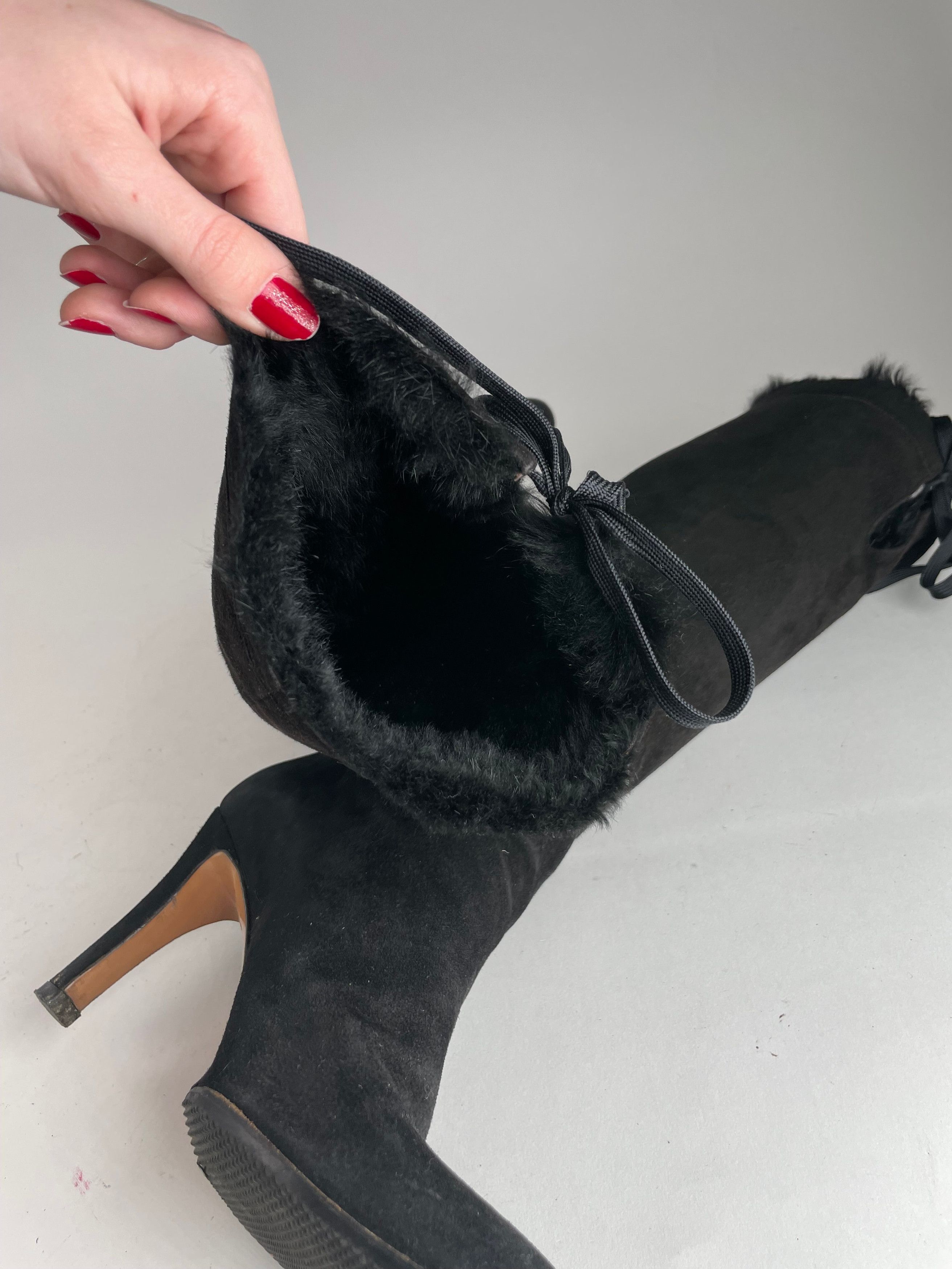Gucci Vintage Fur / Leather Heeled Boots Black EU38C Size US 7 / IT 37 - 13 Thumbnail