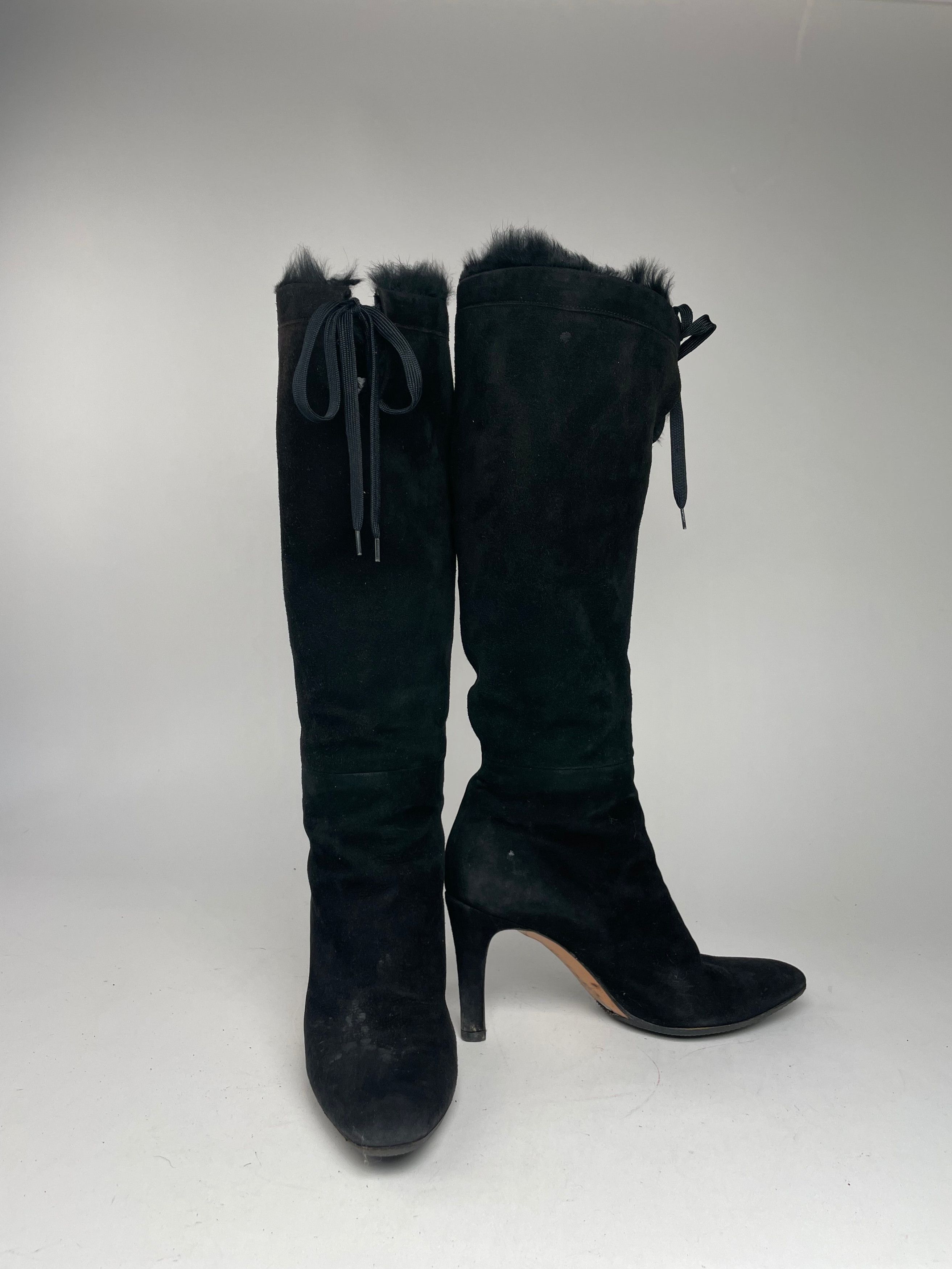 Gucci Vintage Fur / Leather Heeled Boots Black EU38C Size US 7 / IT 37 - 8 Thumbnail