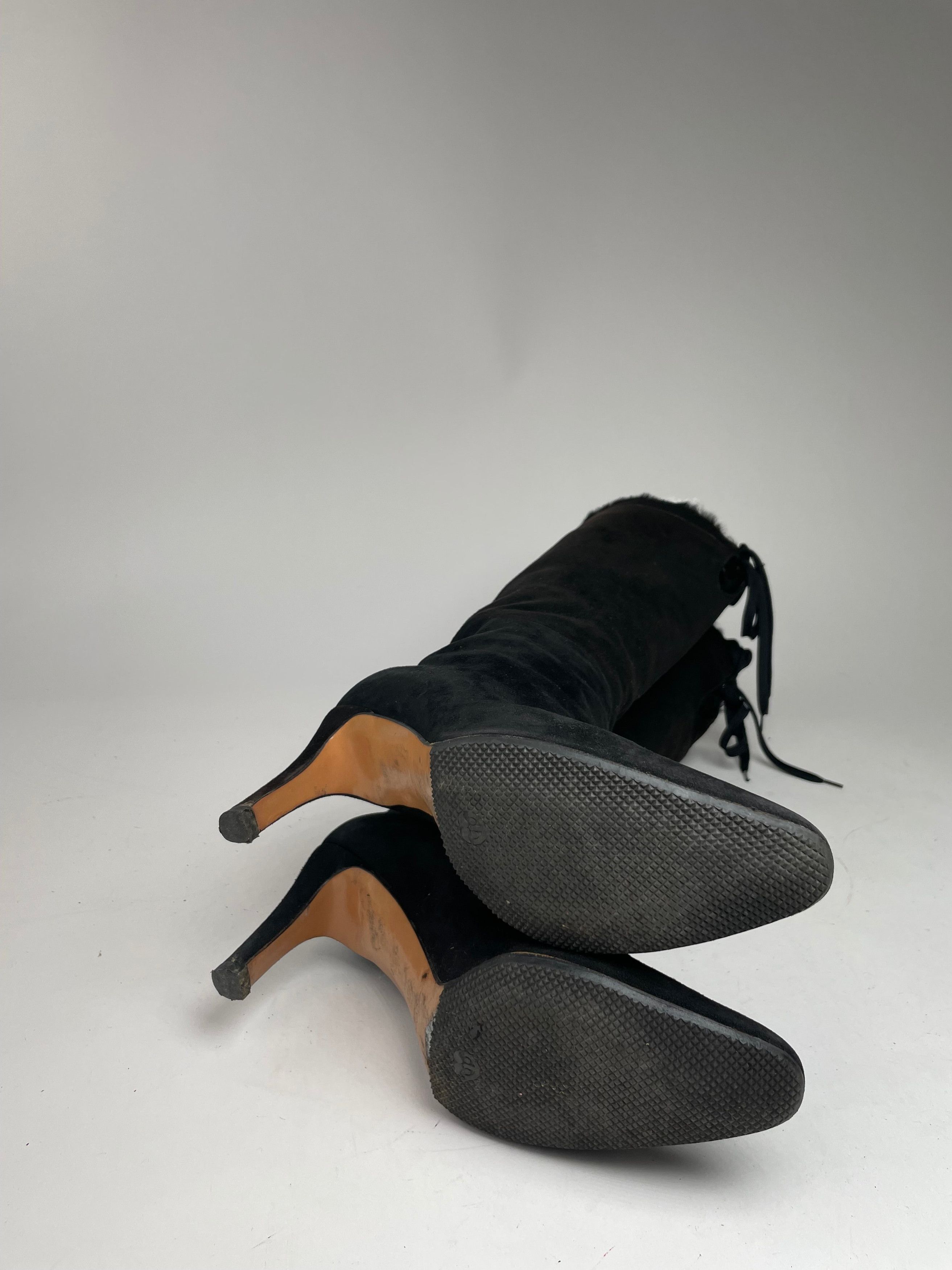 Gucci Vintage Fur / Leather Heeled Boots Black EU38C Size US 7 / IT 37 - 12 Thumbnail