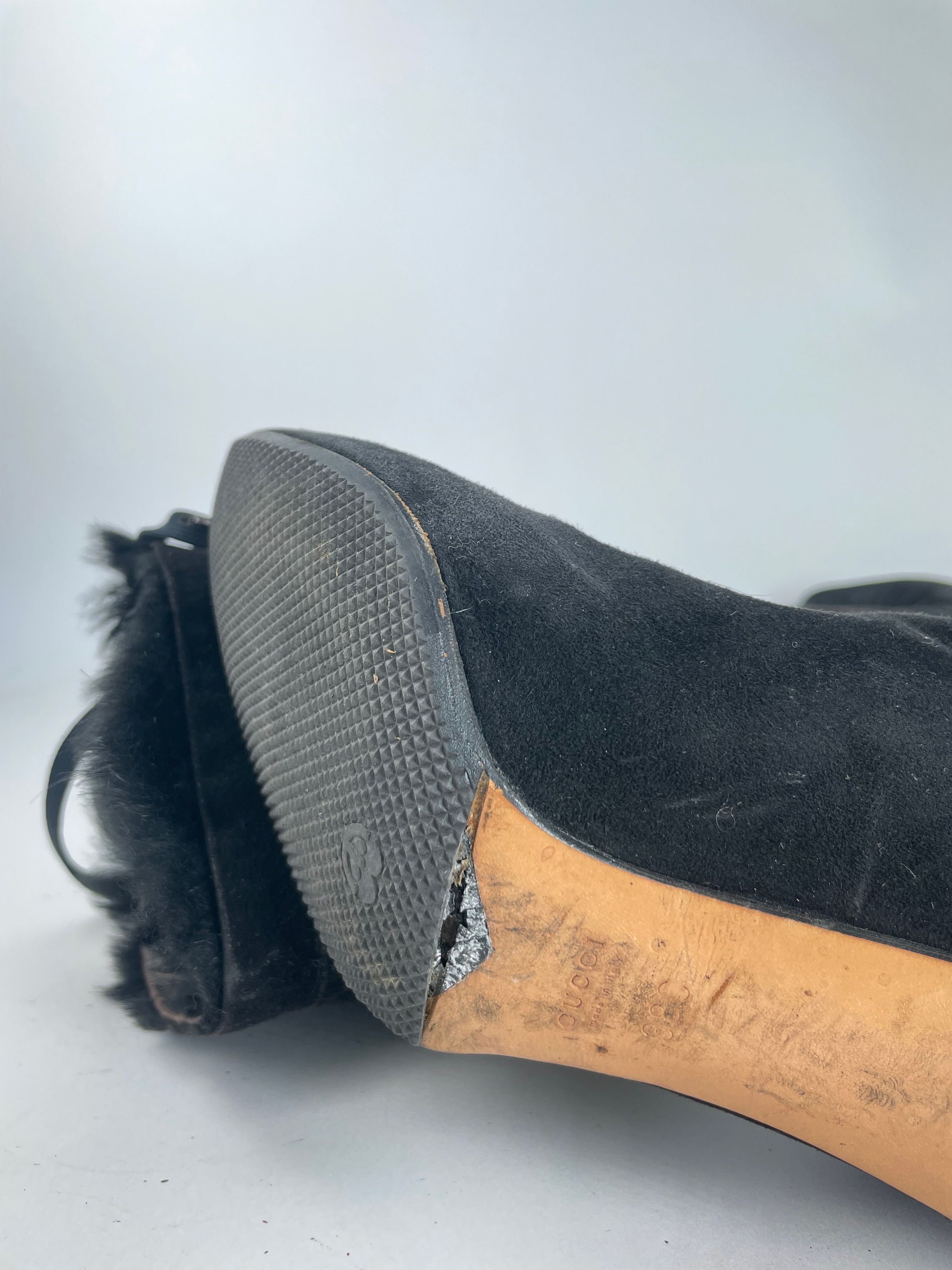 Gucci Vintage Fur / Leather Heeled Boots Black EU38C Size US 7 / IT 37 - 3 Thumbnail