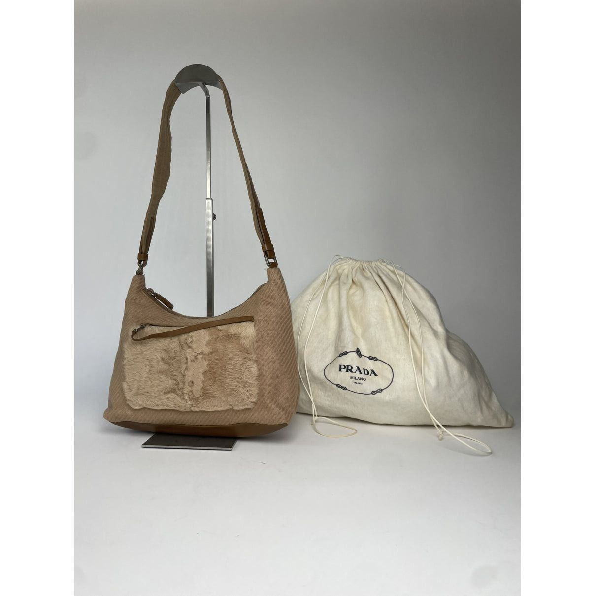 Prada Cleo Beige Fur Handbag Size ONE SIZE - 5 Thumbnail