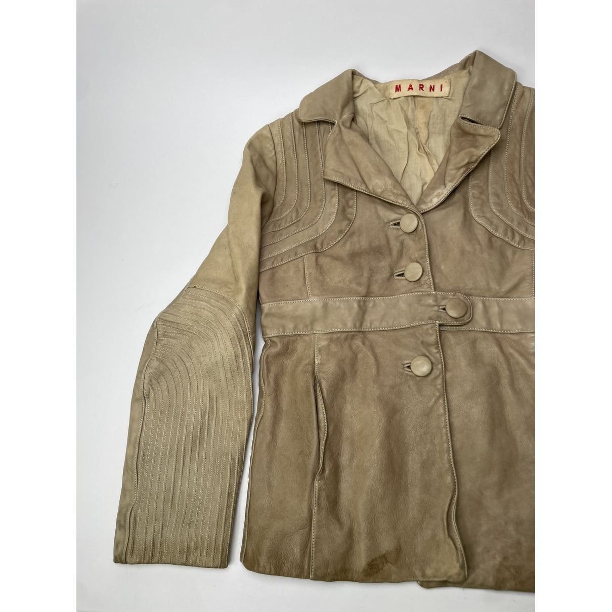Marni Beige Leather Coat Size M / US 6-8 / IT 42-44 - 2 Thumbnail
