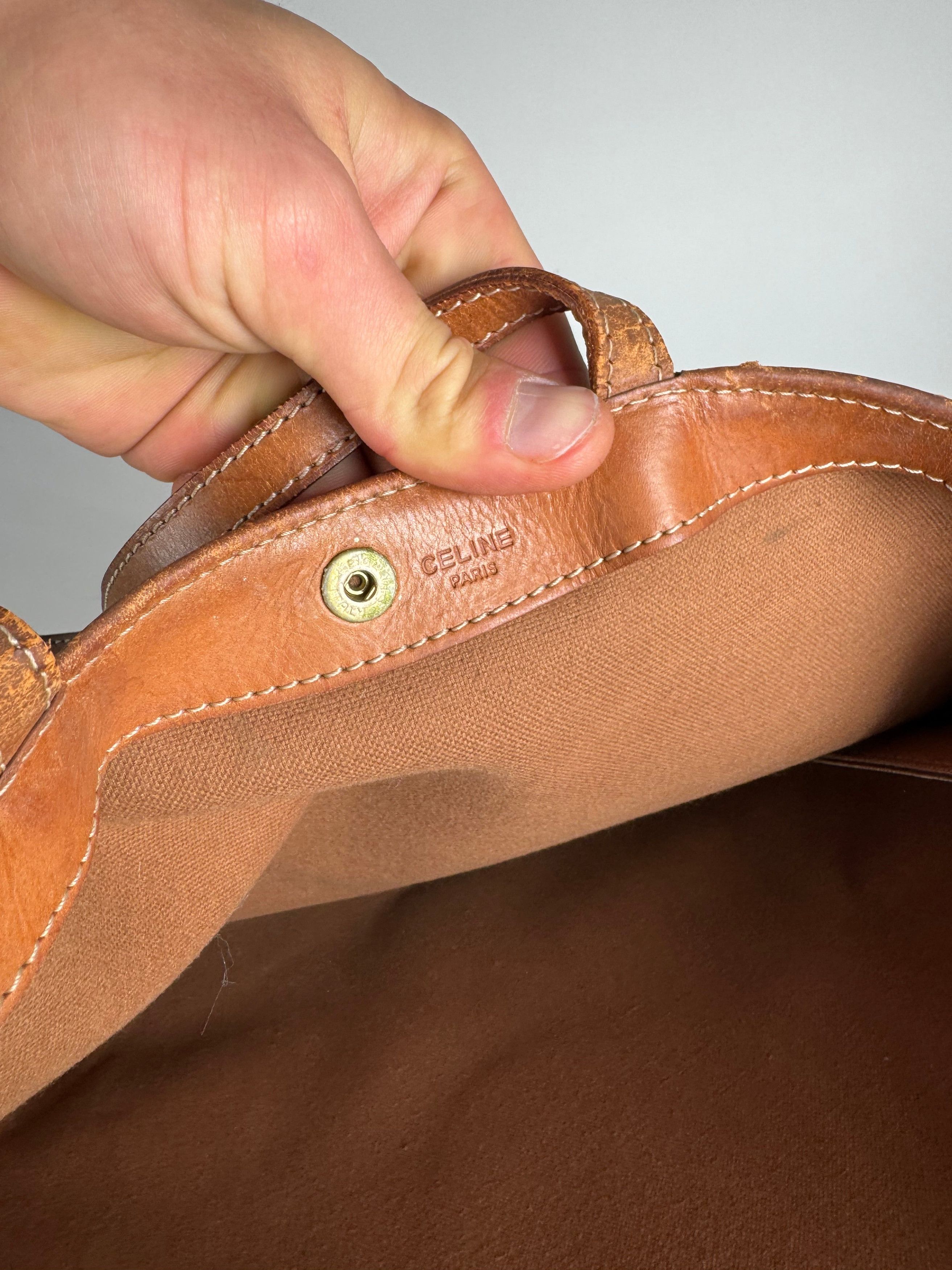Celine Vintage Paris Big Bag Leather Monogram Shopper Bag Brown Size ONE SIZE - 2 Thumbnail