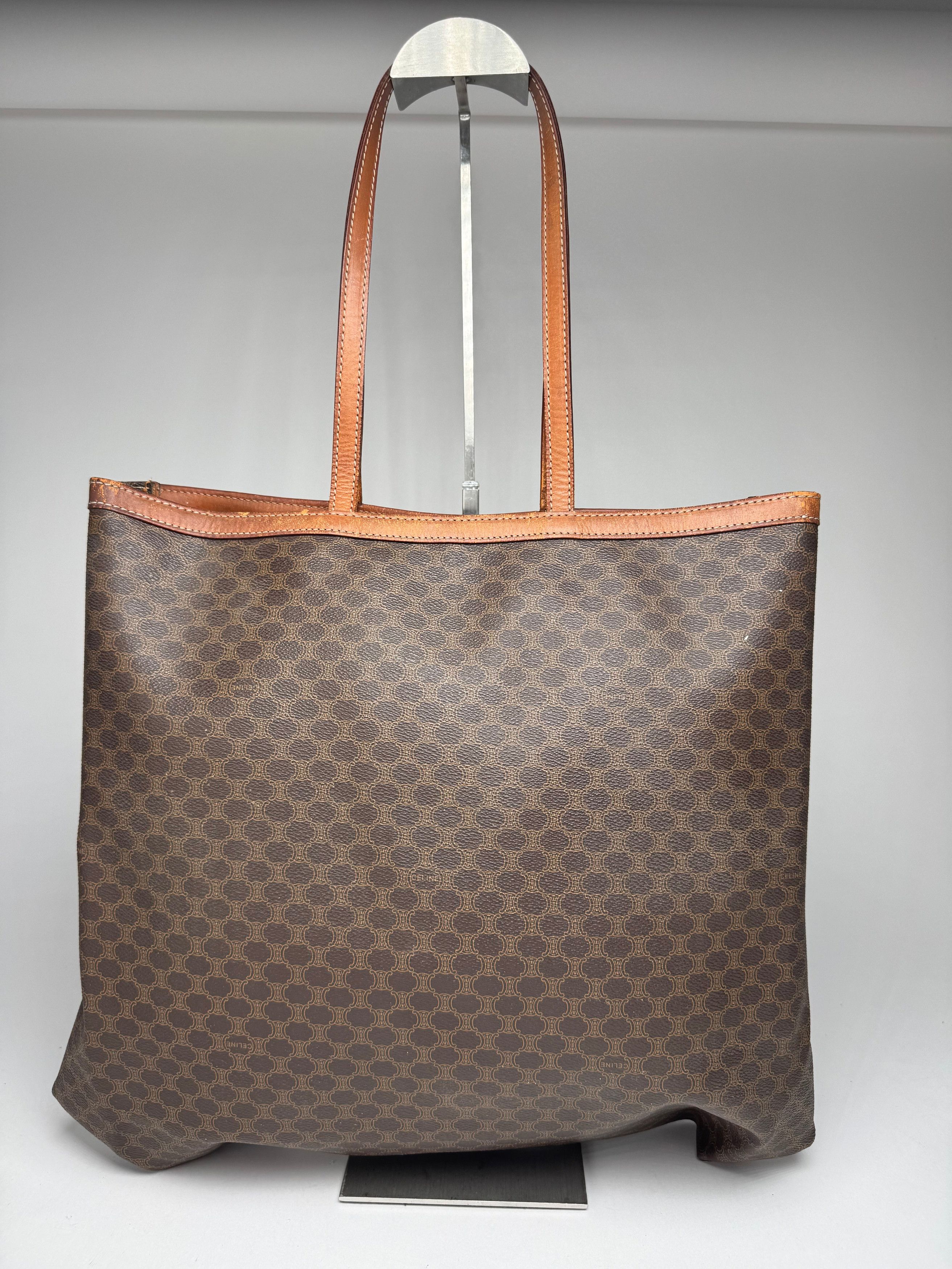 Celine Vintage Paris Big Bag Leather Monogram Shopper Bag Brown Size ONE SIZE - 9 Thumbnail